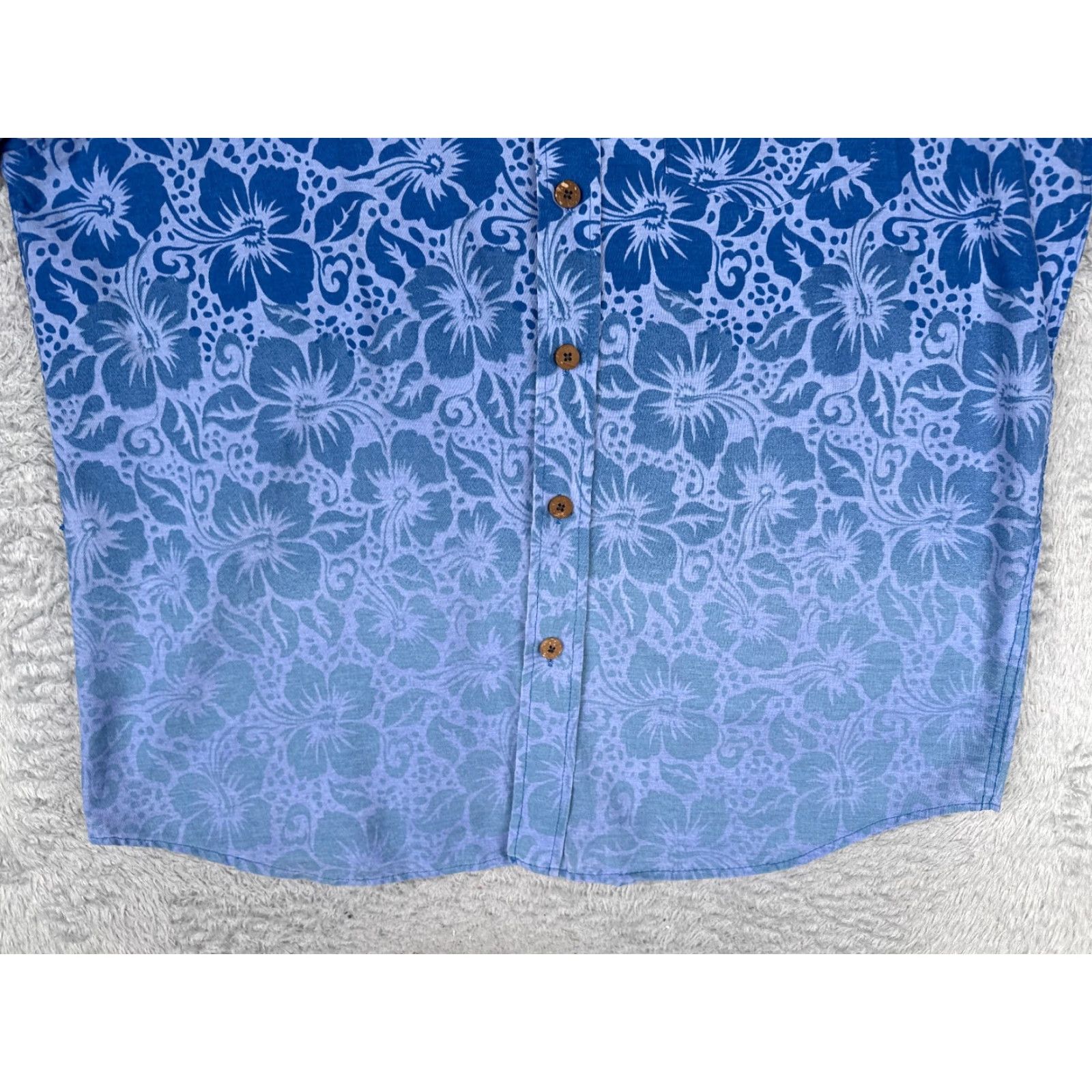 Vintage N.E. Limited Shirt Adult 2XL Blue Ombré Floral Leaf Button Cotton Hawaiian Shirt (N.E. Limited) Size US XXL / EU 58 / 5 - 5 Thumbnail