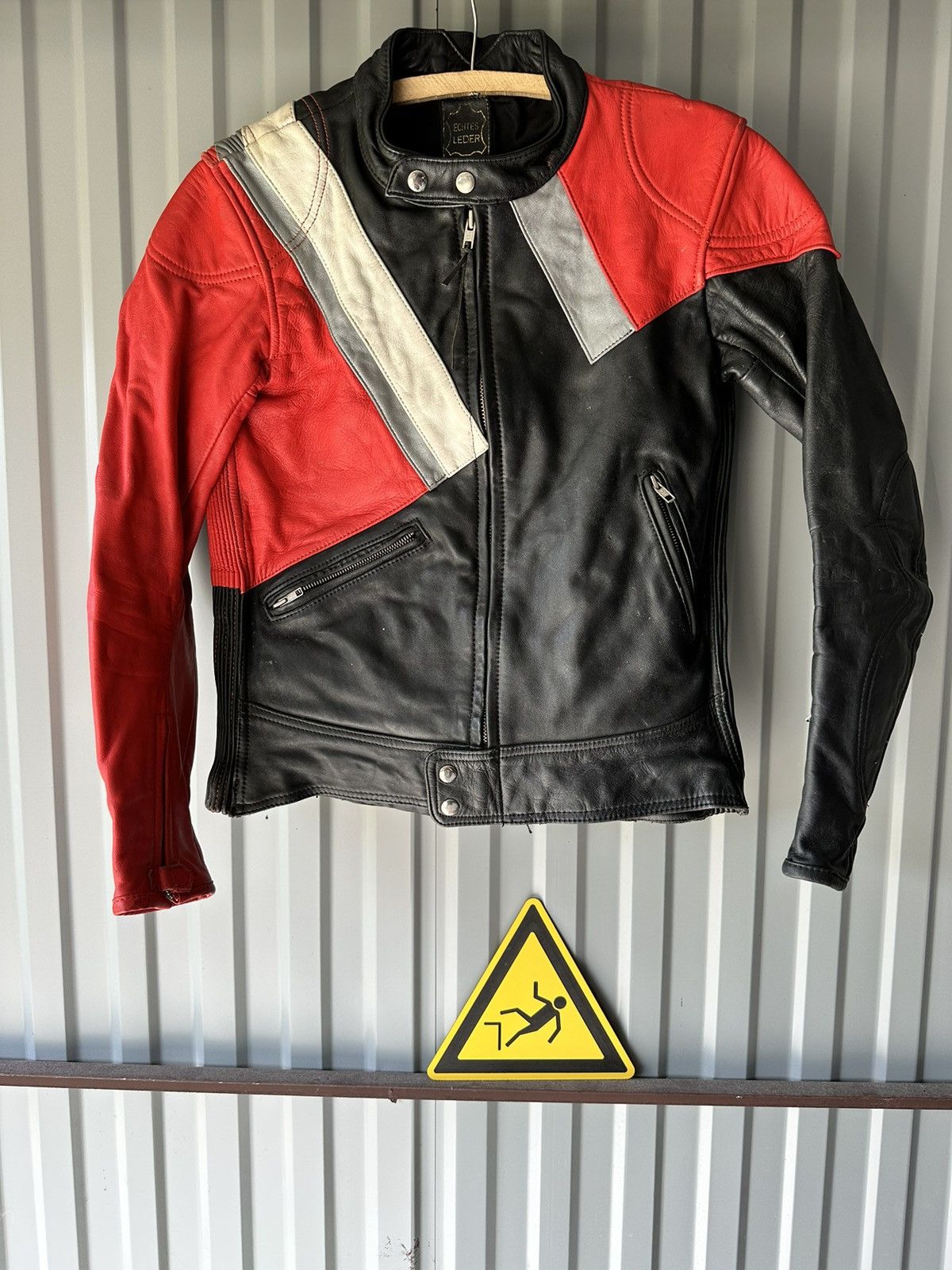 image of Leather Jacket x Racing Genuine Leather Vintage Moto Hype Jacket, Men's (Size Small)