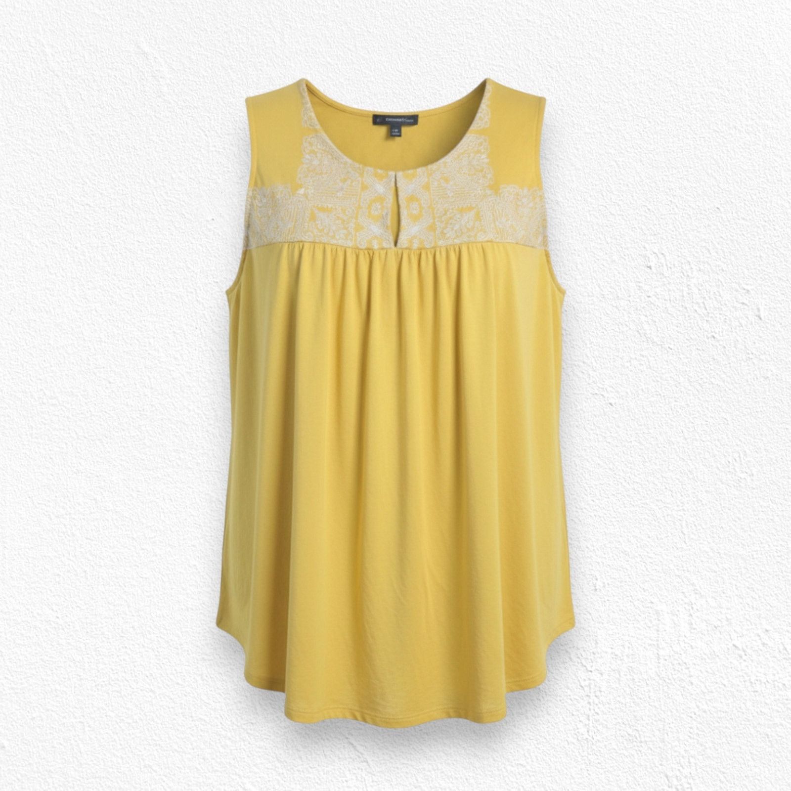 Adrianna Papell Adrianna Papell Yellow Sleeveless Boho Blouse Size 2X Size XXL / US 16-18 / IT 52-54 - 1 Thumbnail