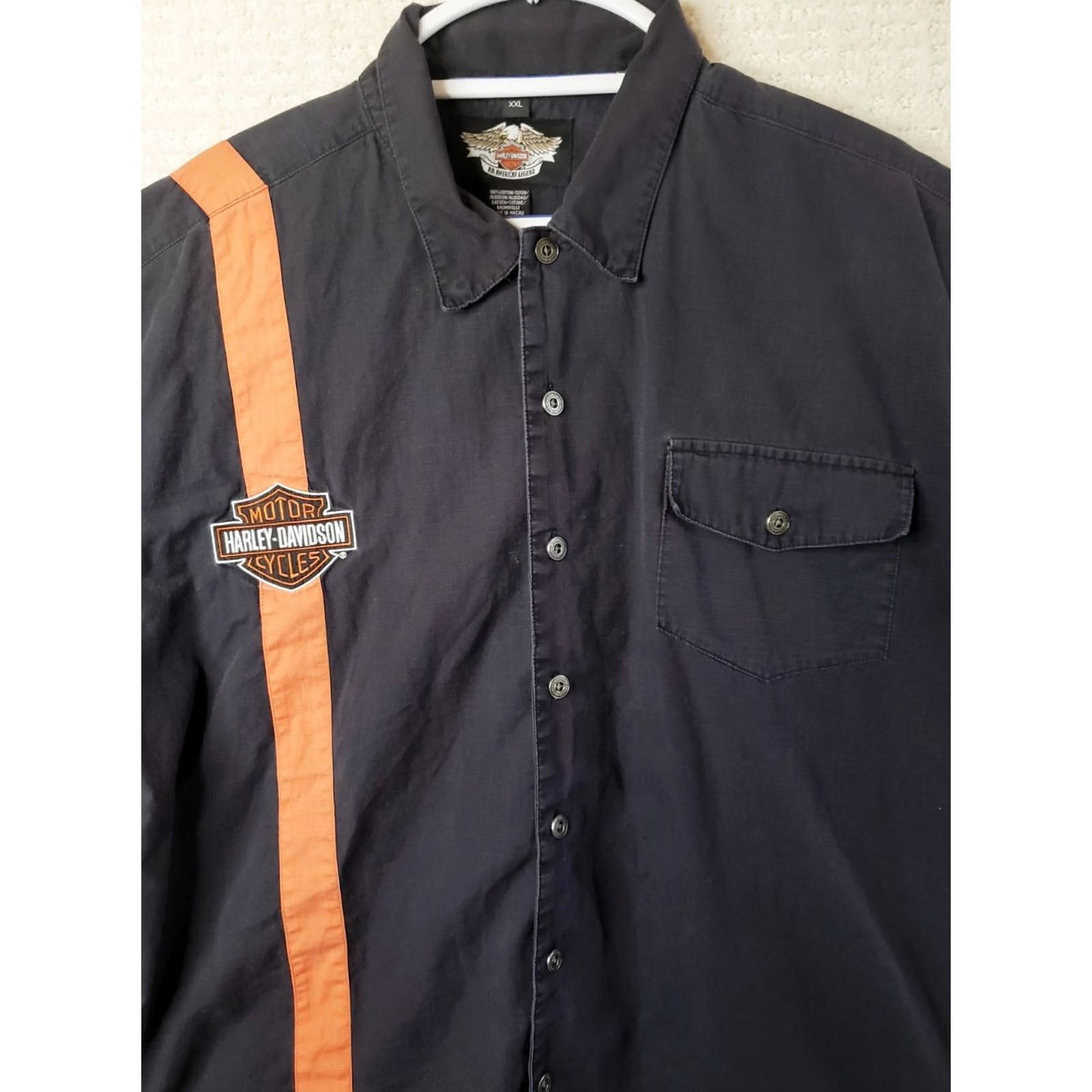 Harley Davidson Harley-Davidson Motorcycles Mechanic Shirt Men's Size 2XL Black Orange Stripe Logo Size US XXL / EU 58 / 5 - 4 Thumbnail