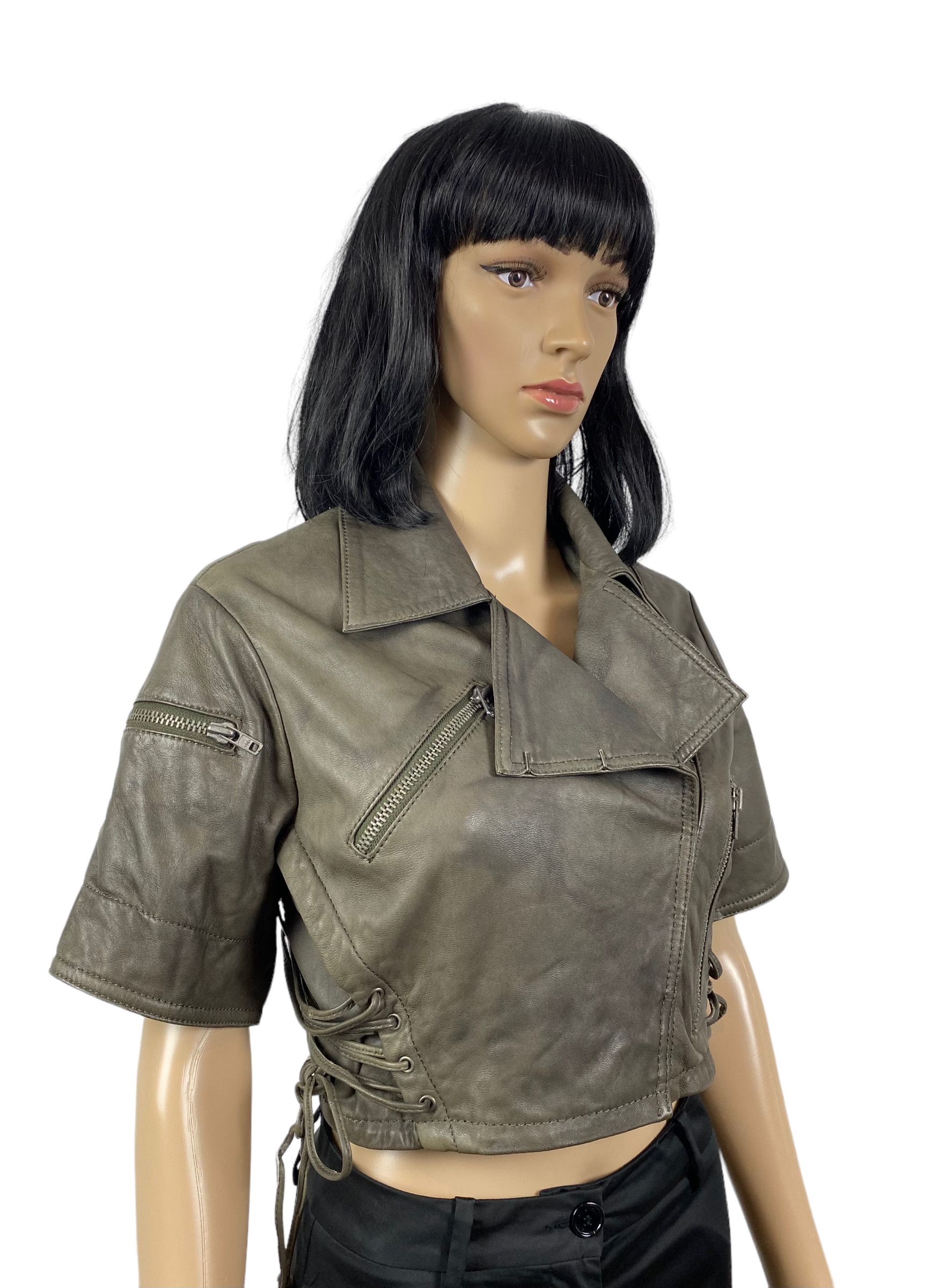 Allsaints all saints leather jacket short sleeve womens size us 10 Size L / US 10 / IT 46 - 4 Thumbnail