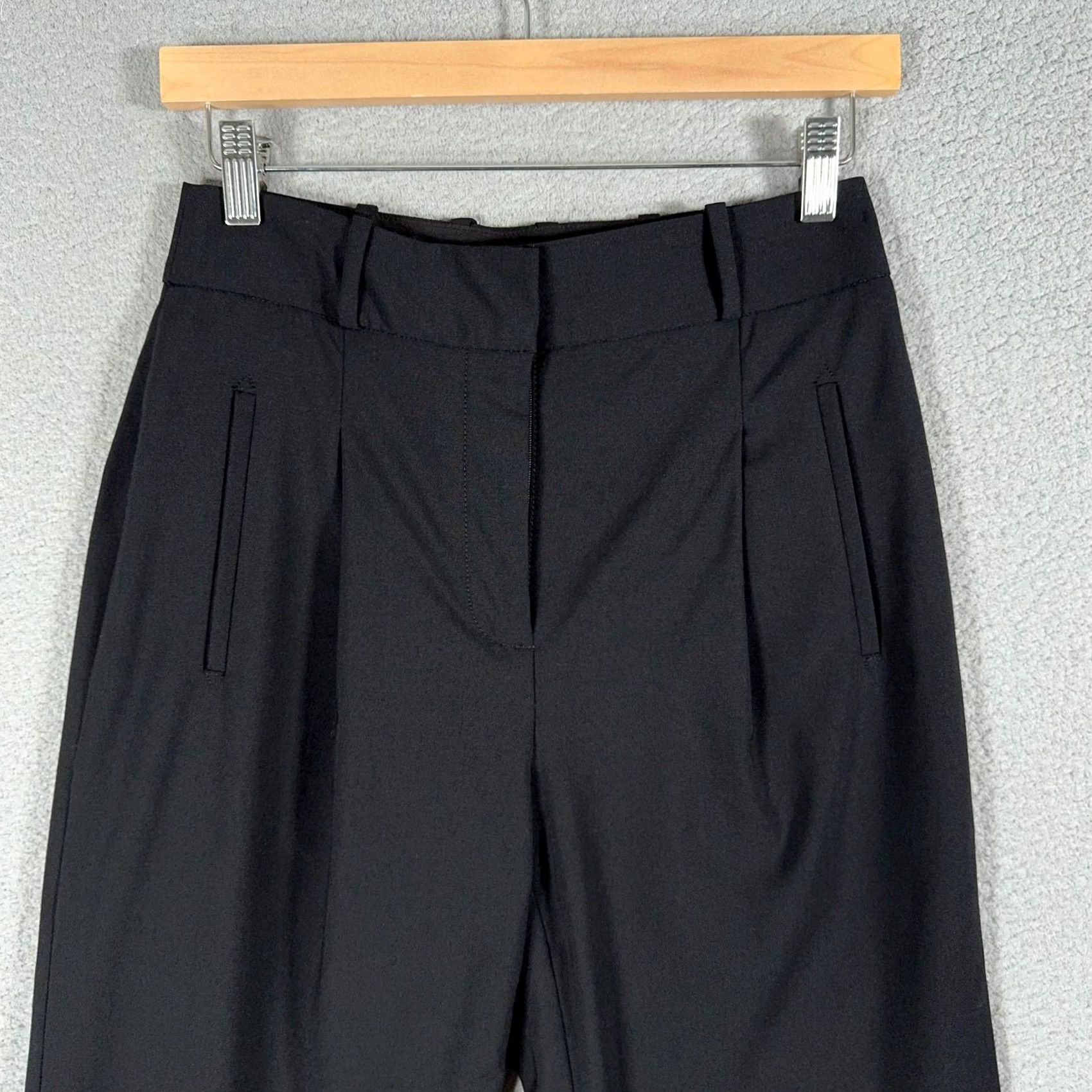 Veronica Beard VERONICA BEARD Pants Womens 2 Black Ollie Wool Blend Wide Leg Dress trousers Dress Pants Womens (Black) Size 26" / US 2 / IT 38 - 6 Thumbnail
