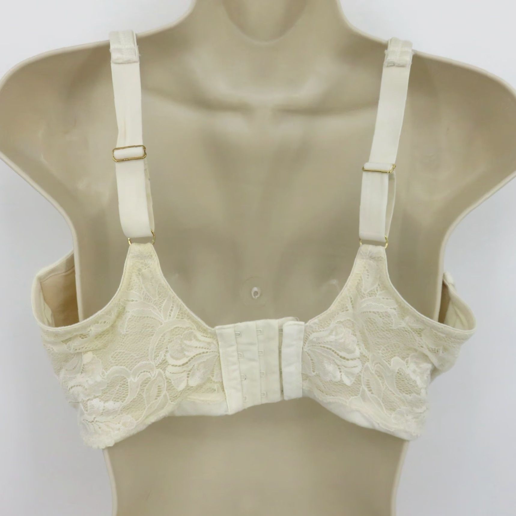 Vintage Lilyette Bra 40DDD Cream Lace Underwire Unlined Minimizer Plus Size 40D DD D? Size ONE SIZE - 5 Thumbnail