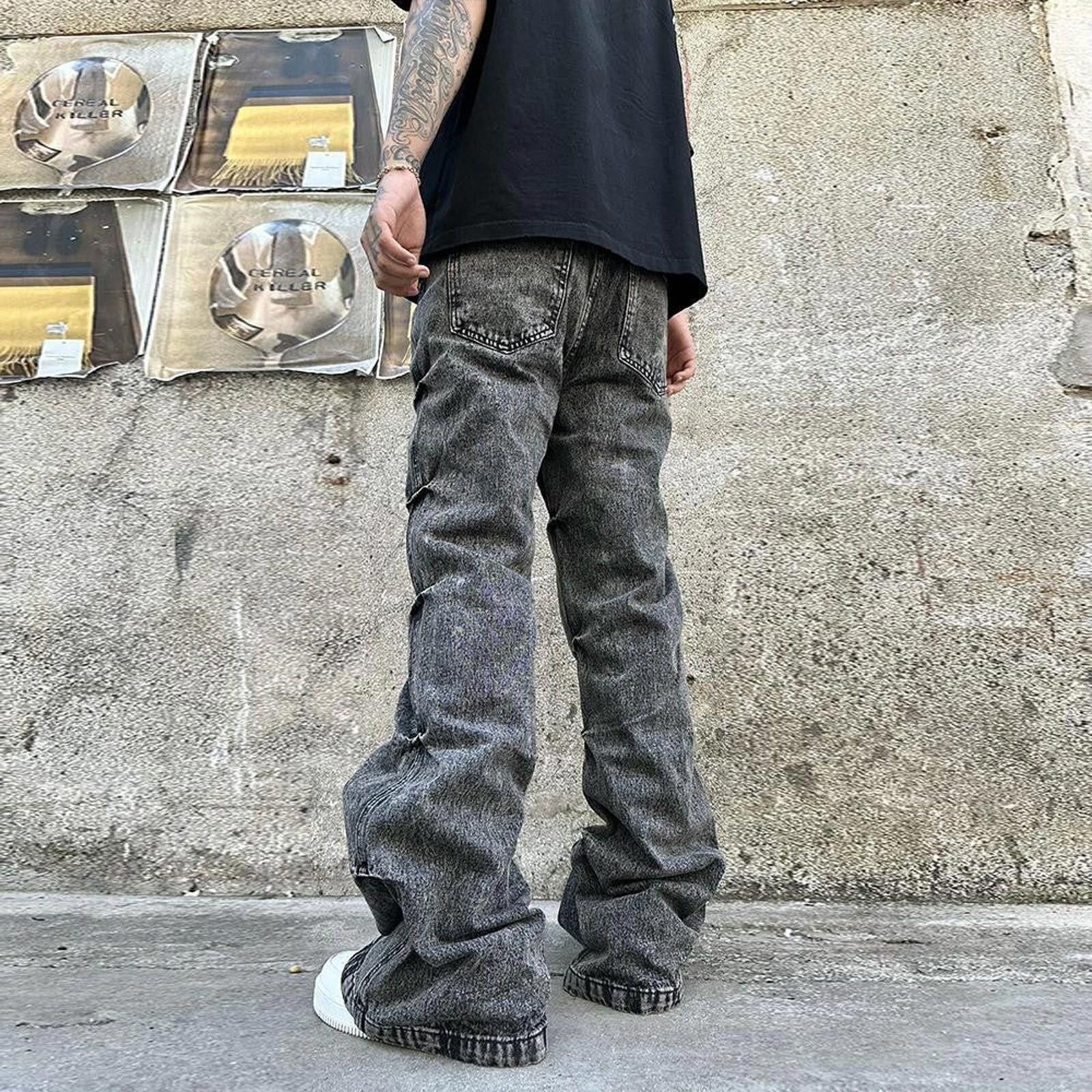 Jean Pleated Stacked Flared Jeans Size US 32 / EU 48 - 4 Thumbnail