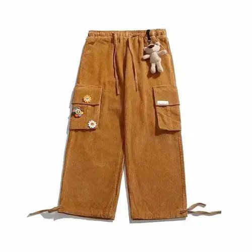 Jean Corduroy Pants Wide Leg Pants for Men Cargo Trousers Size US 35 - 3 Thumbnail
