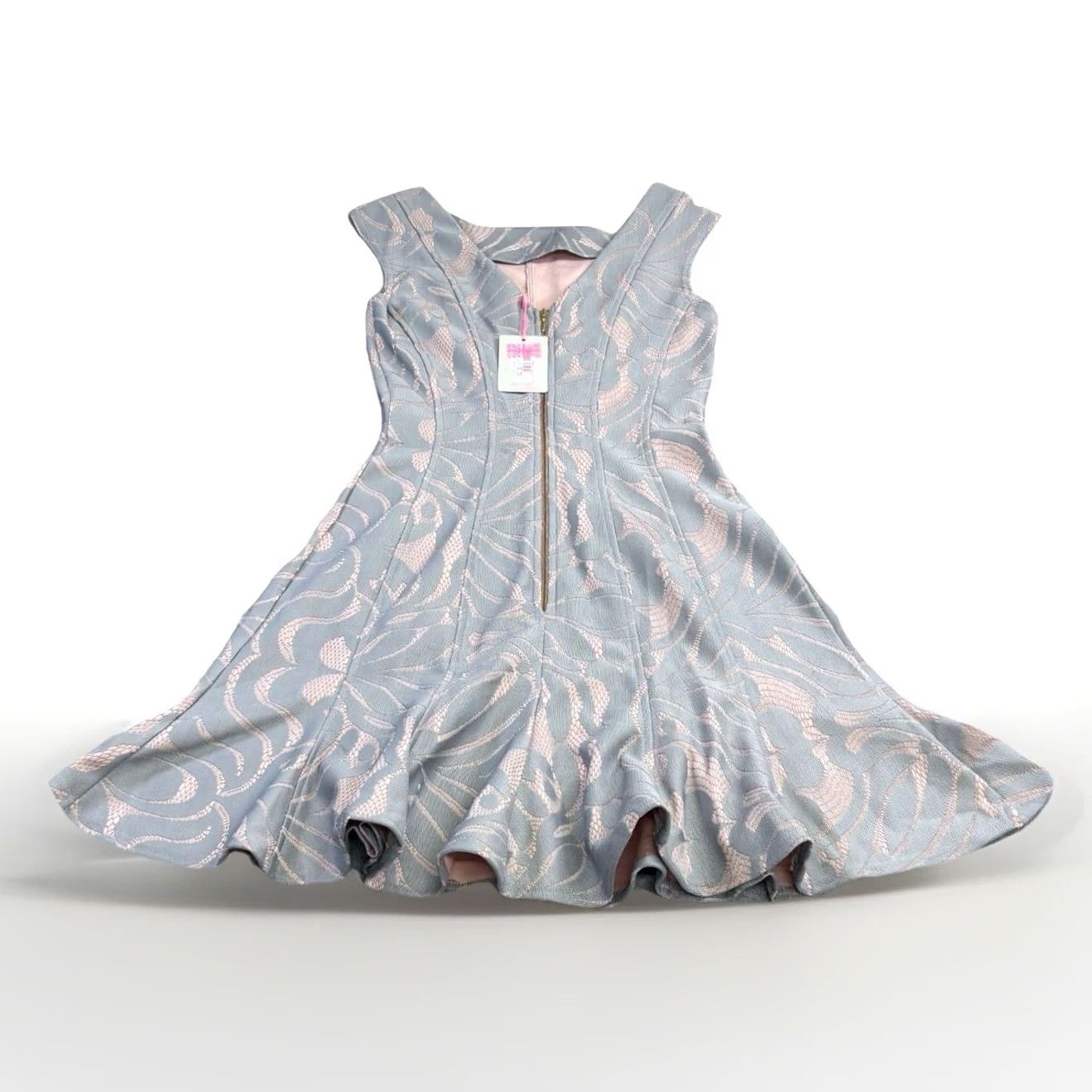 Pinko Almari Bonded Lace Panel Dress UK10 Grey Pink Women’s New With Tags BNWT Party Skater Dress Ladies Short Sleeveless? Size L / US 10 / IT 46 - 2 Thumbnail