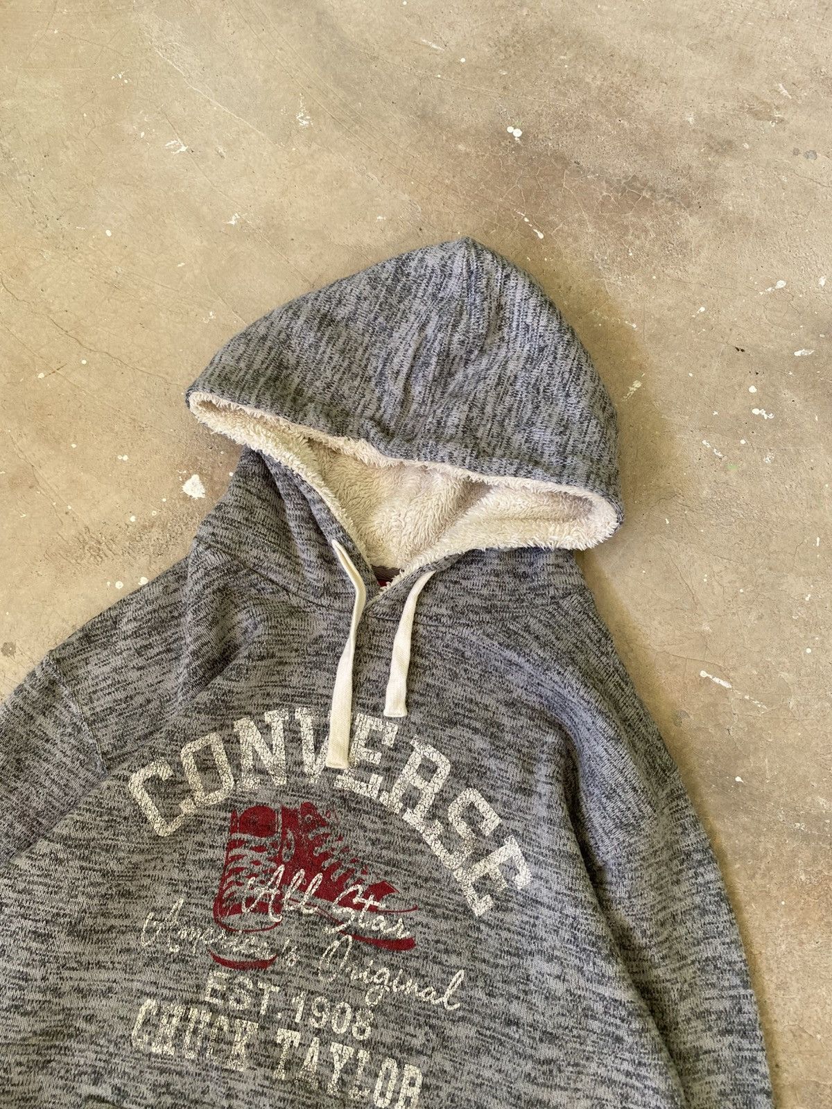 Converse Converse All Star Sherpa Hoodie Japan Y2K Rare Grey Size US M / EU 48-50 / 2 - 2 Thumbnail