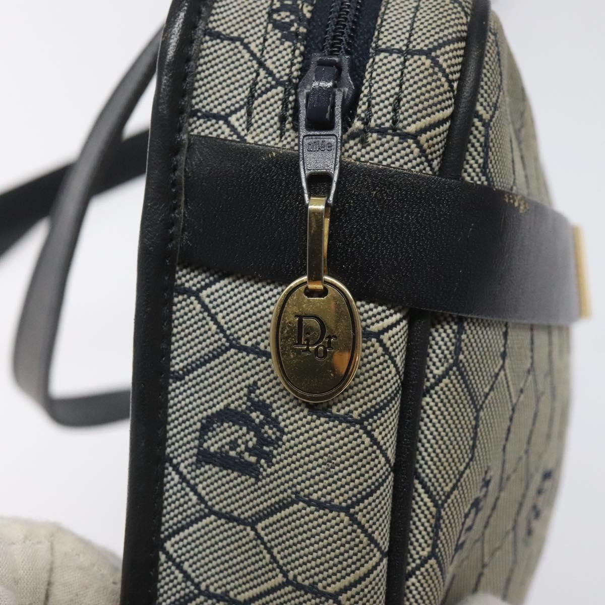 Dior DIOR Honeycomb Canvas Shoulder Bag Gold Navy Size ONE SIZE - 10 Thumbnail