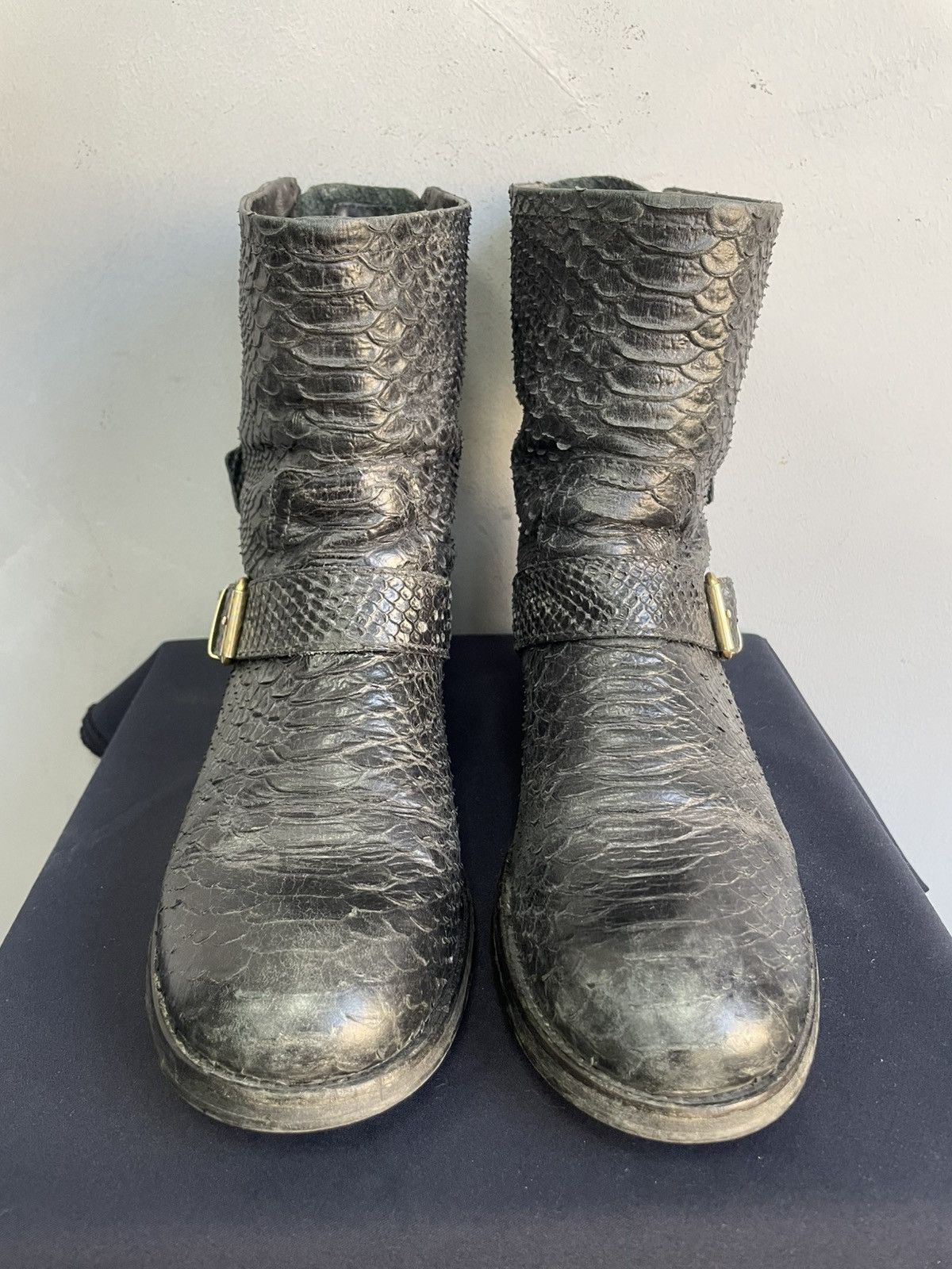 Hedi Slimane Studded python leather snake avant garde boots y2k guidi Size US 7.5 / EU 40-41 - 10 Thumbnail