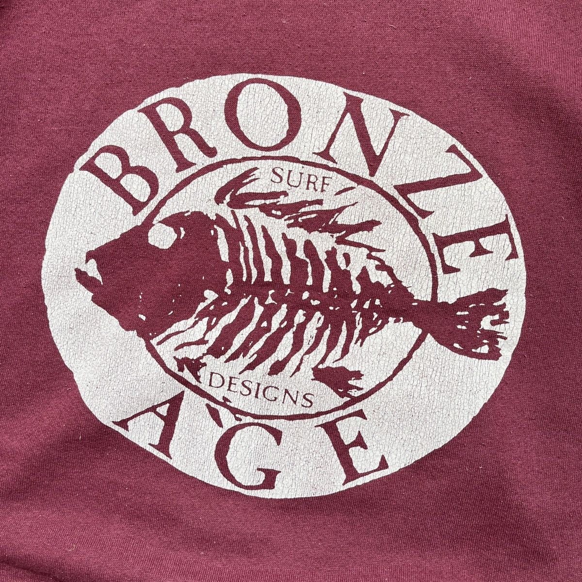 Vintage BRONZE AGE 1980s FISH SKULL SURF DESIGN REAL VINTAGE HOODIE Size US M / EU 48-50 / 2 - 17 Thumbnail