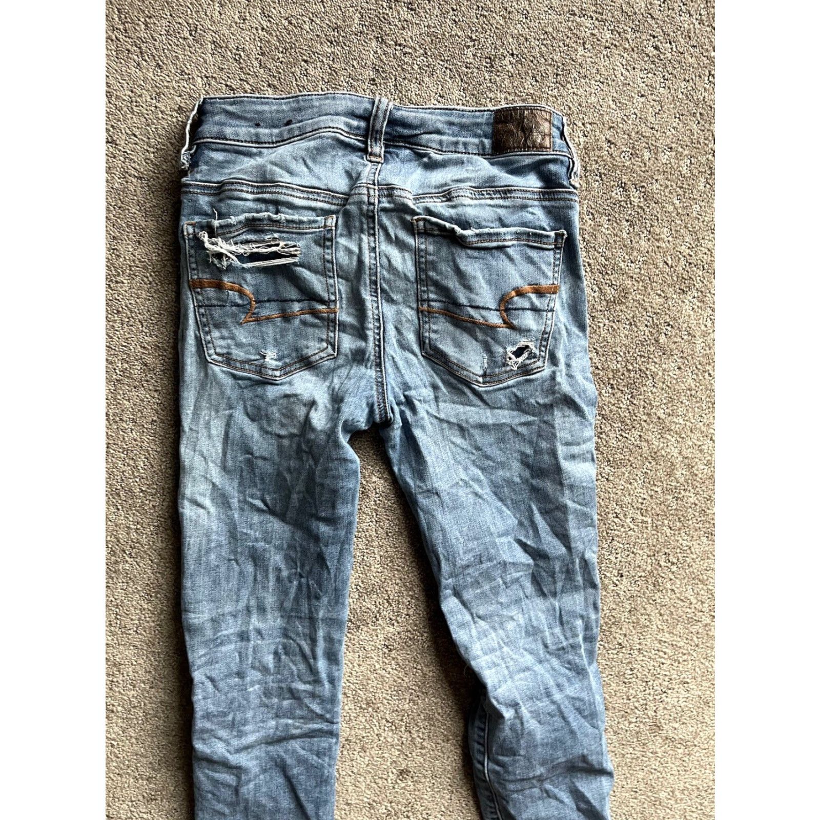 American Eagle Outfitters American Eagle Outfitters Jegging Dark Blue Distressed Crop Jeans Womens 4 High Rise 5-Pocket Denim Cotton Polyester Spandex Blue Size 27" / US 4 / IT 40 - 2 Thumbnail