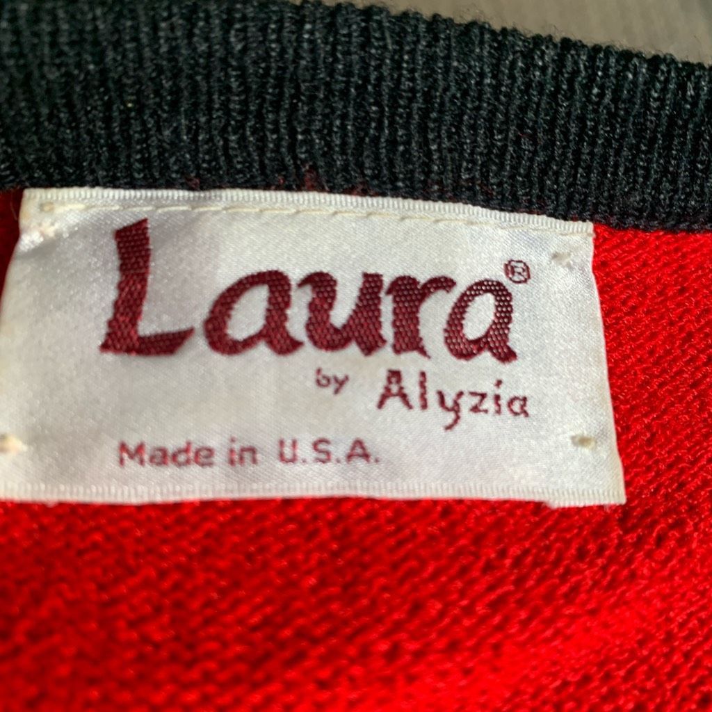 Vintage Vintage Laura by Alyzia Red Double-Breasted Cardigan Gold Bu Size L / US 10 / IT 46 - 10 Thumbnail