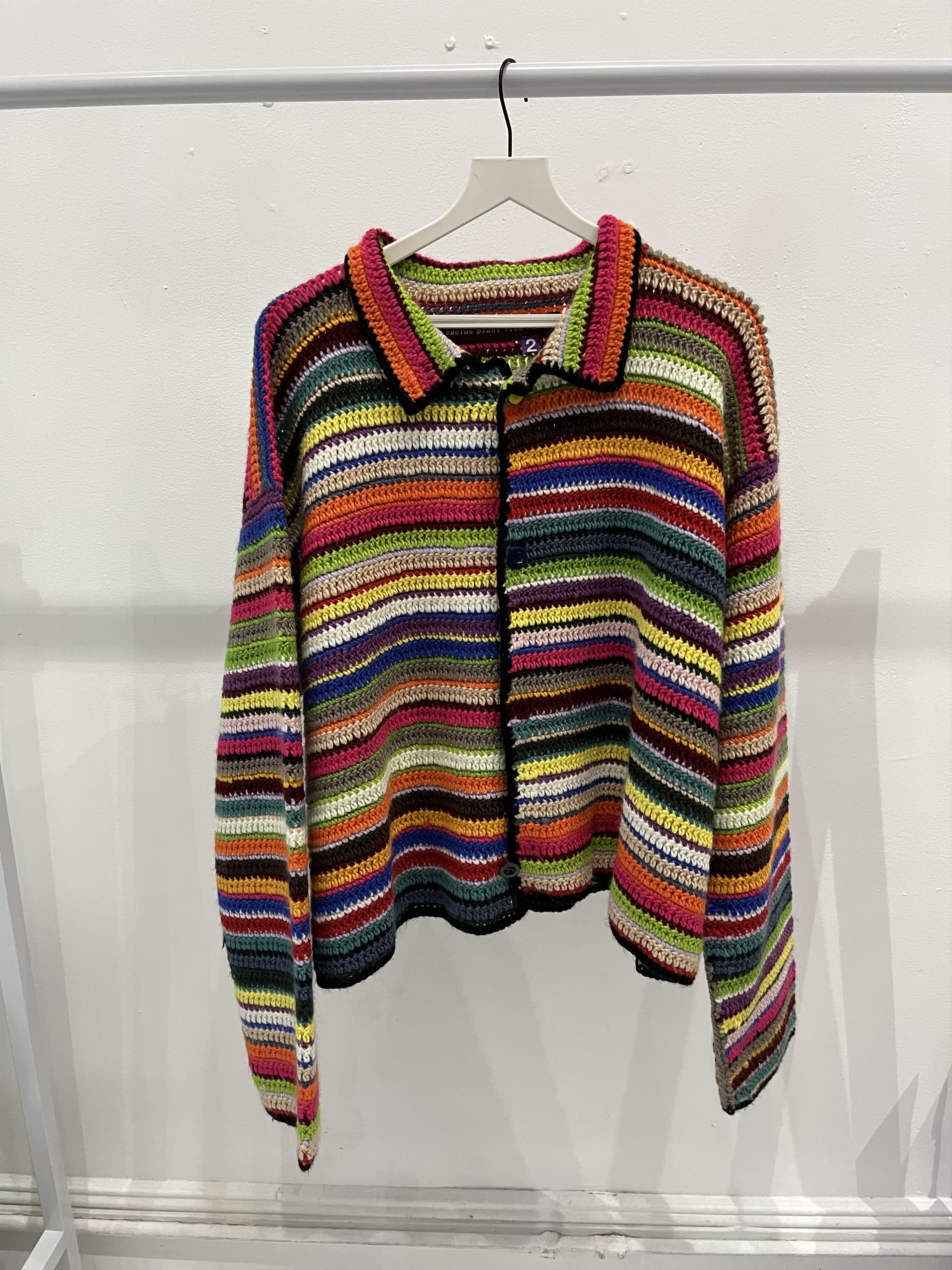 image of Cactus Plant Flea Market x Human Made Crochet Knit Cardigan in Rainbow, Men's (Size Medium)