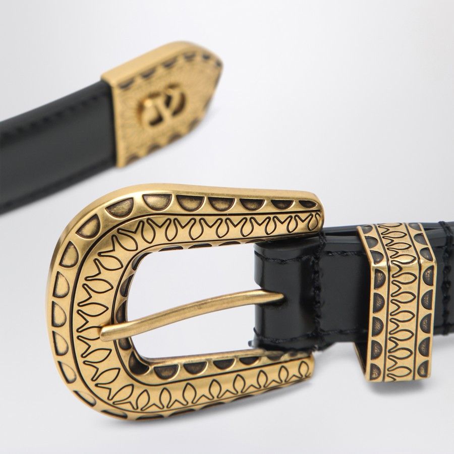 Valentino o1d2blof1025 Size: 95 / V Logo Signature Belt in Black Size 38 - 3 Thumbnail