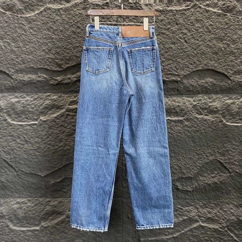 Loewe LOEWE Solid color old knife cut and hole design jeans for Size 25" / US 0 / IT 36 - 2 Thumbnail