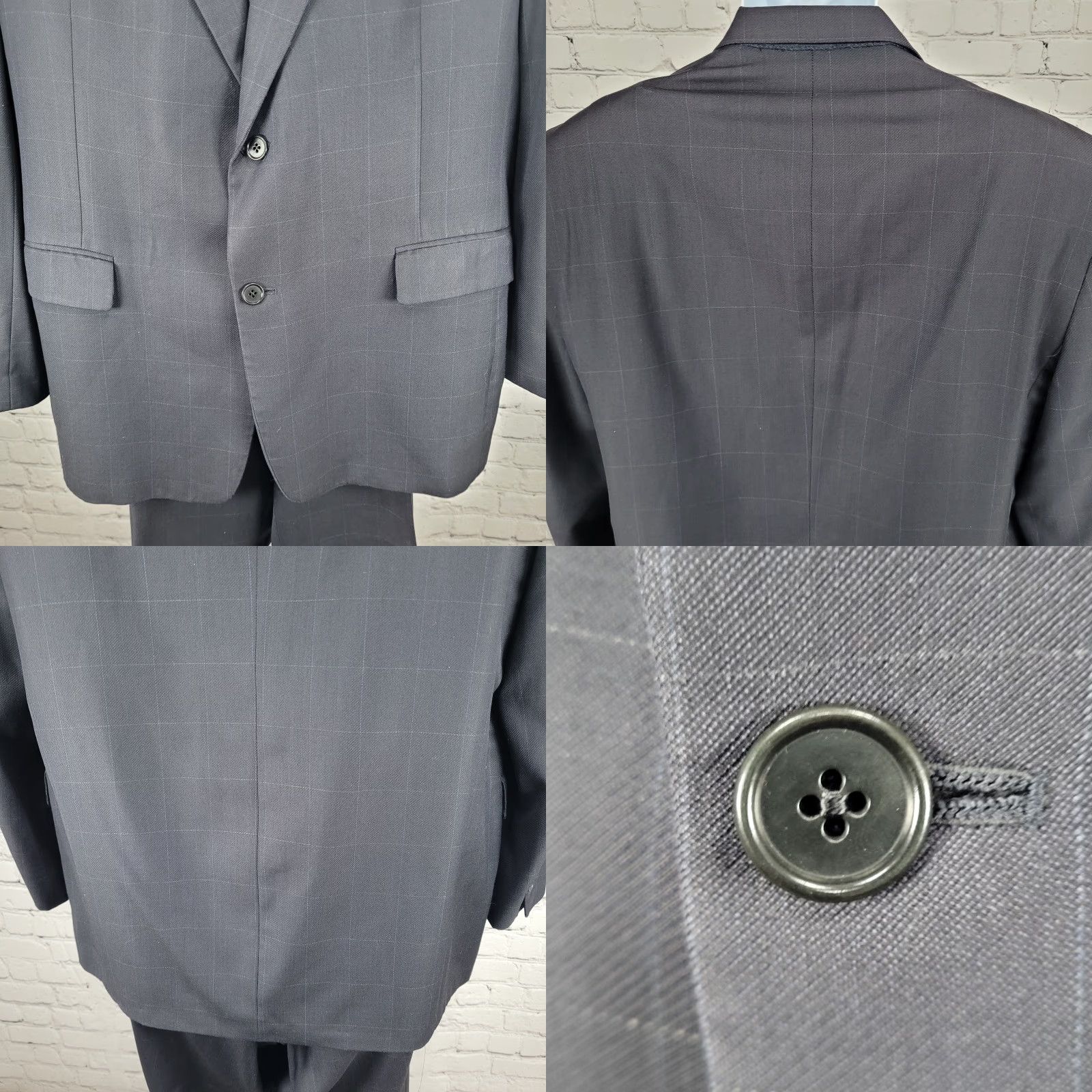 Cremieux Daniel Cremieux Navy Check 100% Wool Suit Full Set Jacket 44R Pants 37x29 USA Size 44R - 10 Thumbnail
