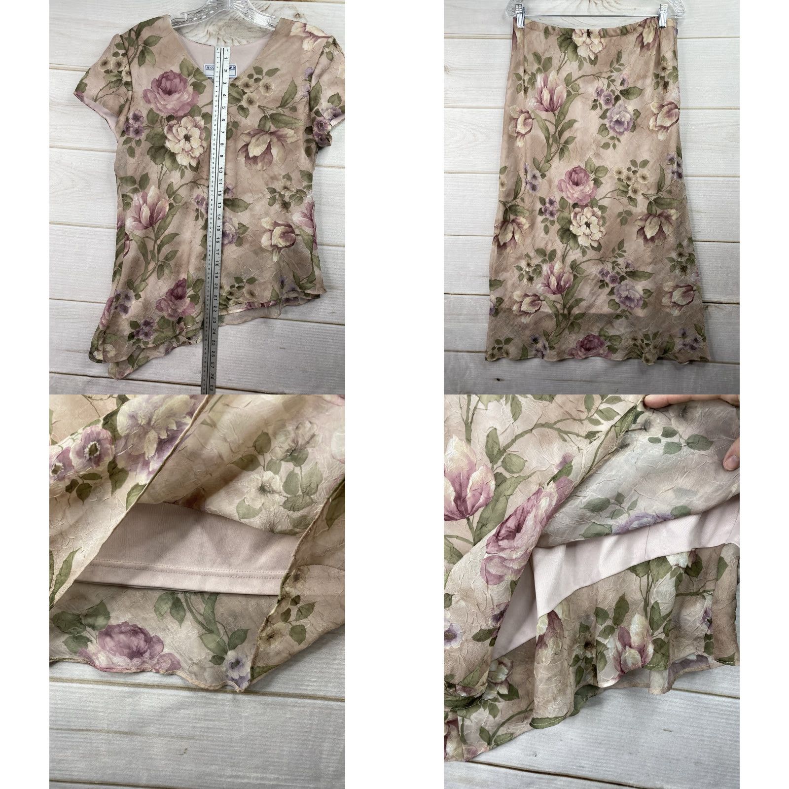 Vintage VINTAGE Jessica Howard Outfit/Set Skirt Shirt 12 Pink Floral Lined Midi Cottagecore Garden Girl Women Size XL / US 12-14 / IT 48-50 - 8 Thumbnail