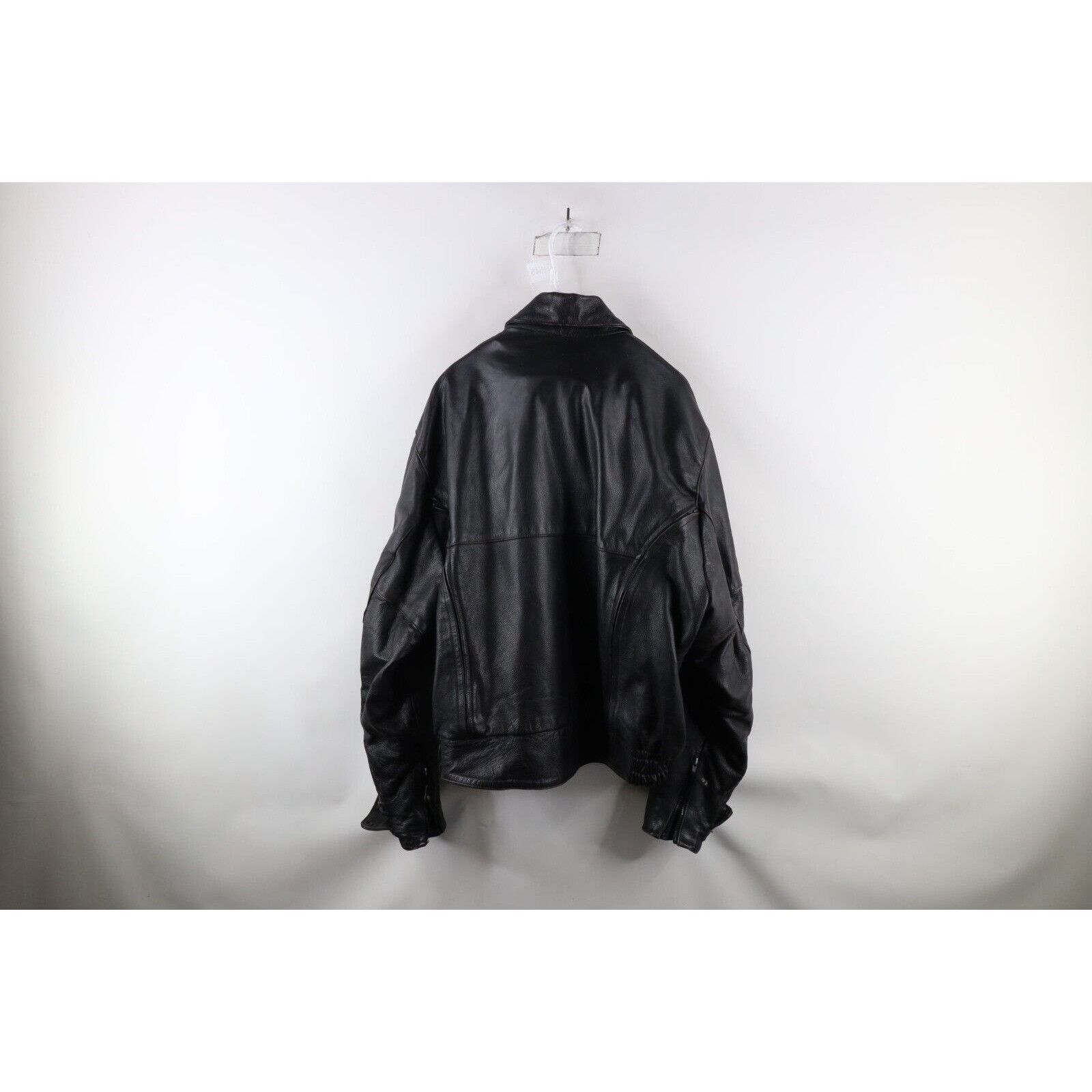 Vintage Vintage 90s Streetwear Heavyweight Leather Moto Jacket 3XL Size US XXL / EU 58 / 5 - 17 Thumbnail