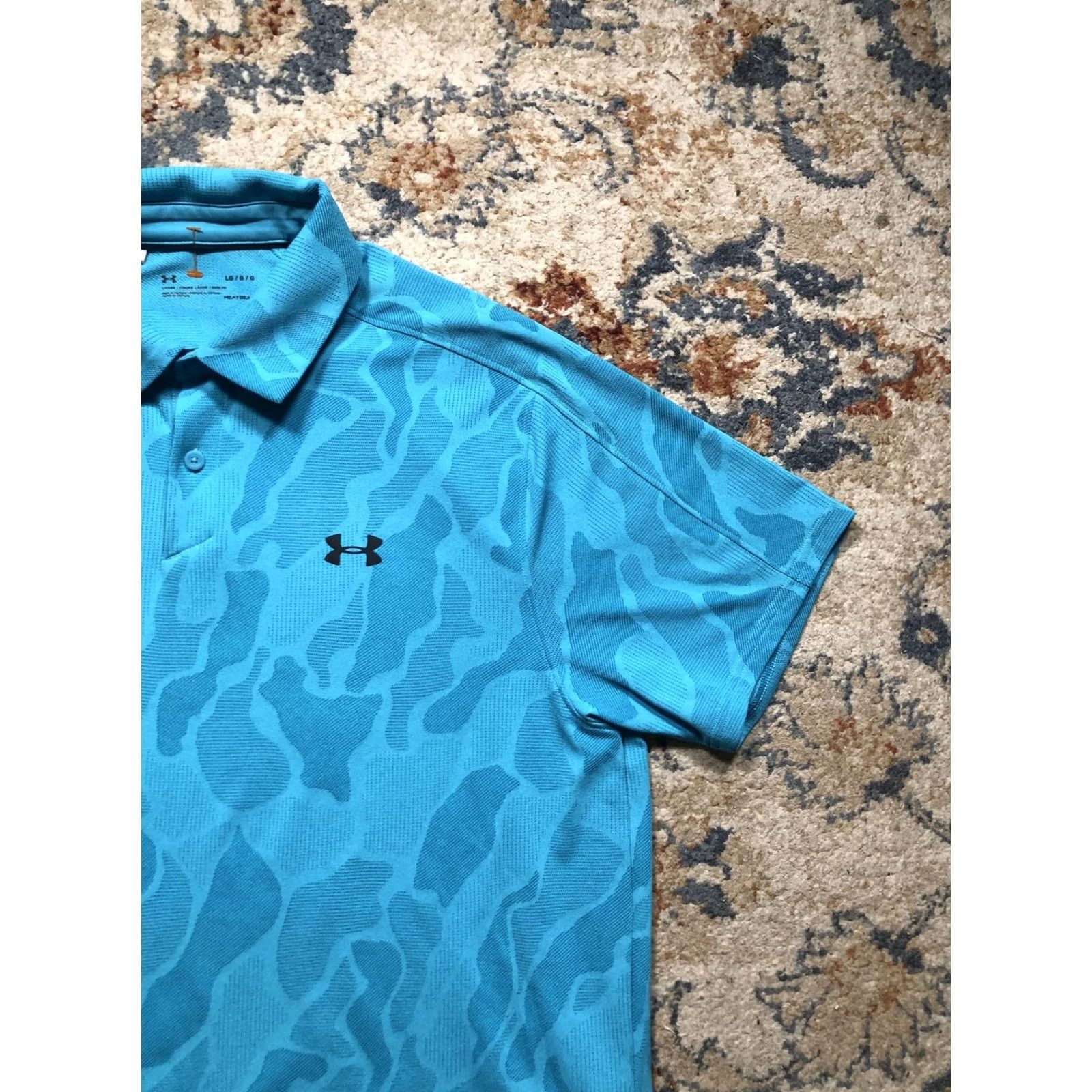 Under Armour Under Armour Polo Shirt Mens L Blue Camouflage HeatGear Golf Loose Fit Performance Size US L / EU 52-54 / 3 - 4 Thumbnail