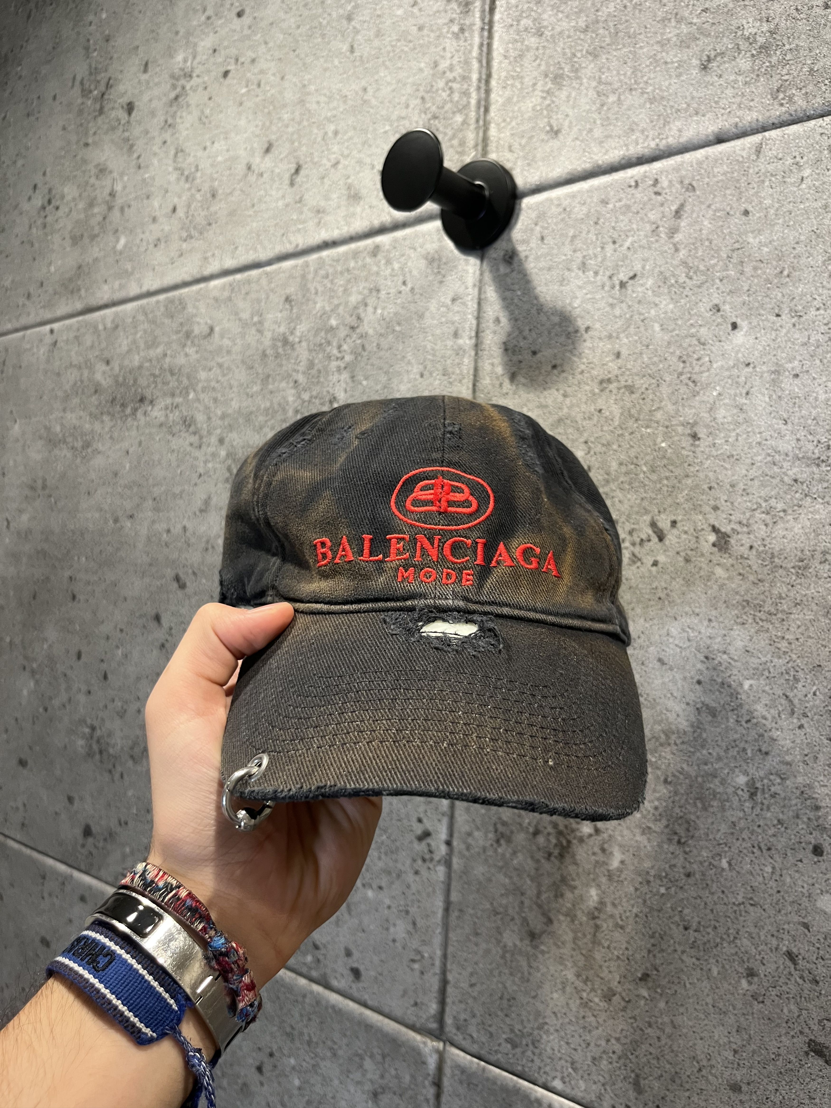 Balenciaga Balenciaga Bb Mode Destroyed Piercing Cap hat | Grailed