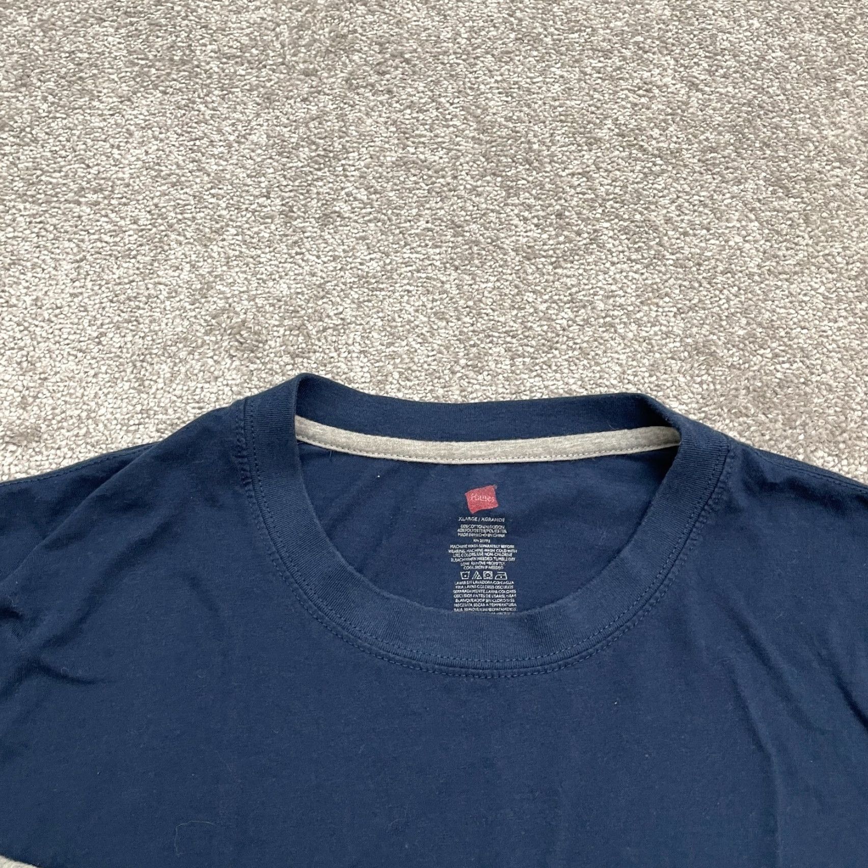 Hanes Hanes Long Sleeve Shirt Mens XL Cotton Crew Neck Casual Tee Blue Gray Size US XL / EU 56 / 4 - 3 Thumbnail