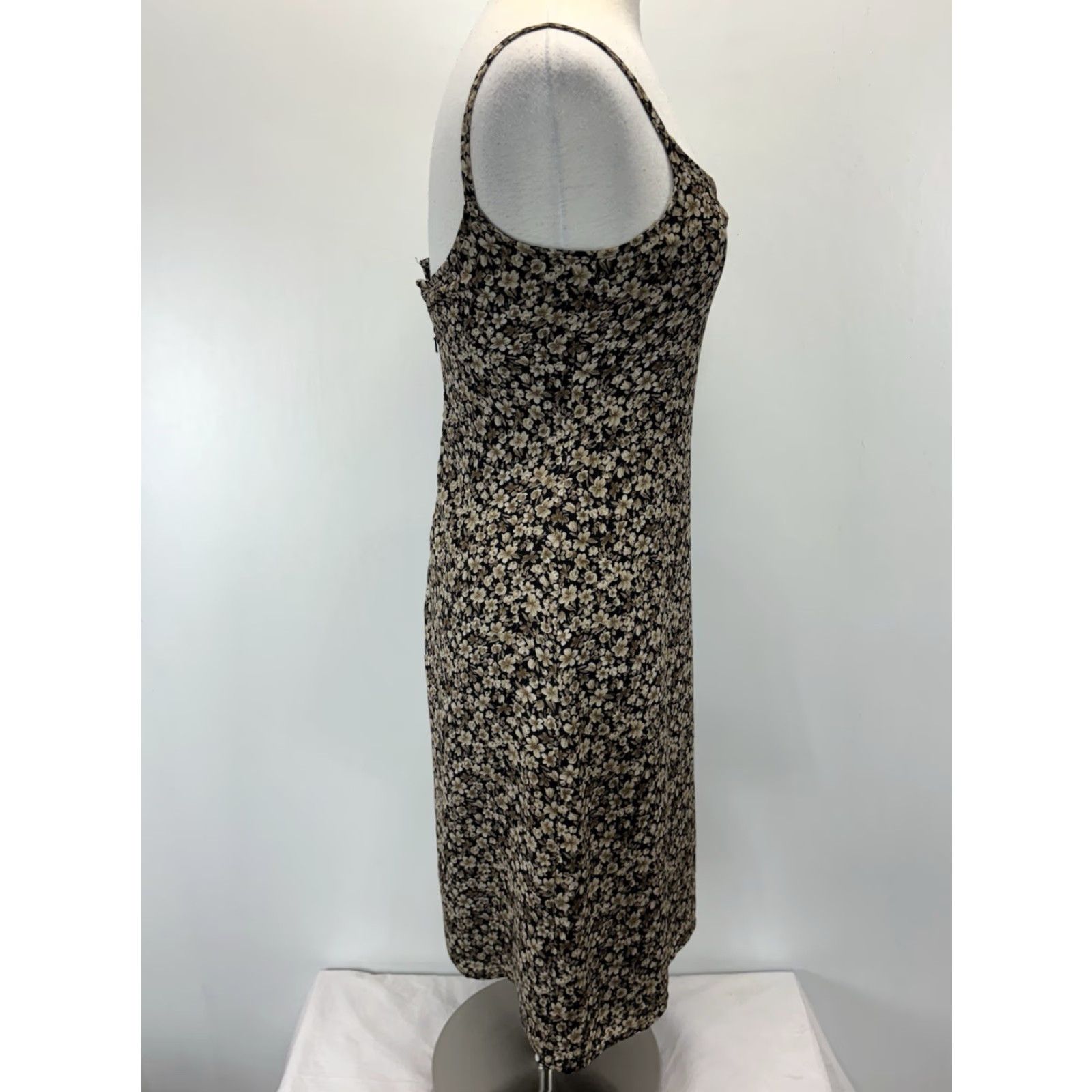 Vintage Yes Old Navy Vtg Floral Midi Dress 4 Sz Forest Fairy Brown Black  Grunge Skater Y2K
