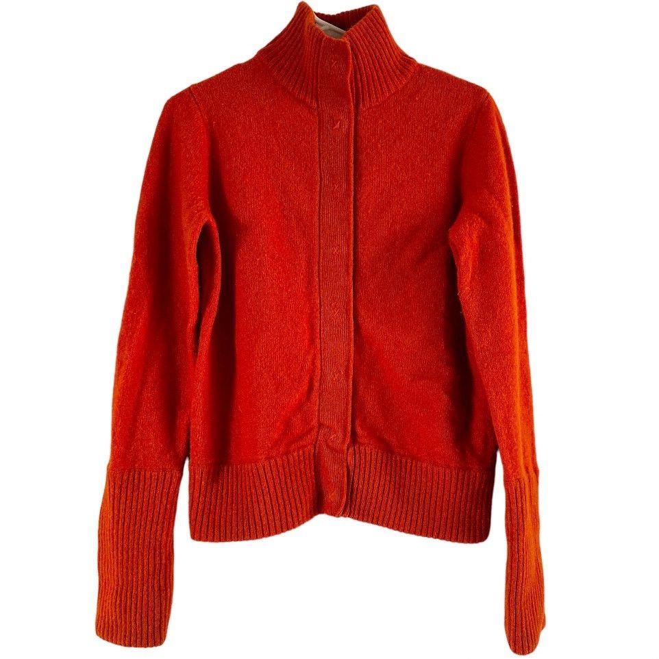 Gap VTG Gap Turtleneck Button Cardigan Ribbed Lambswool Orange M Size M / US 6-8 / IT 42-44 - 2 Thumbnail
