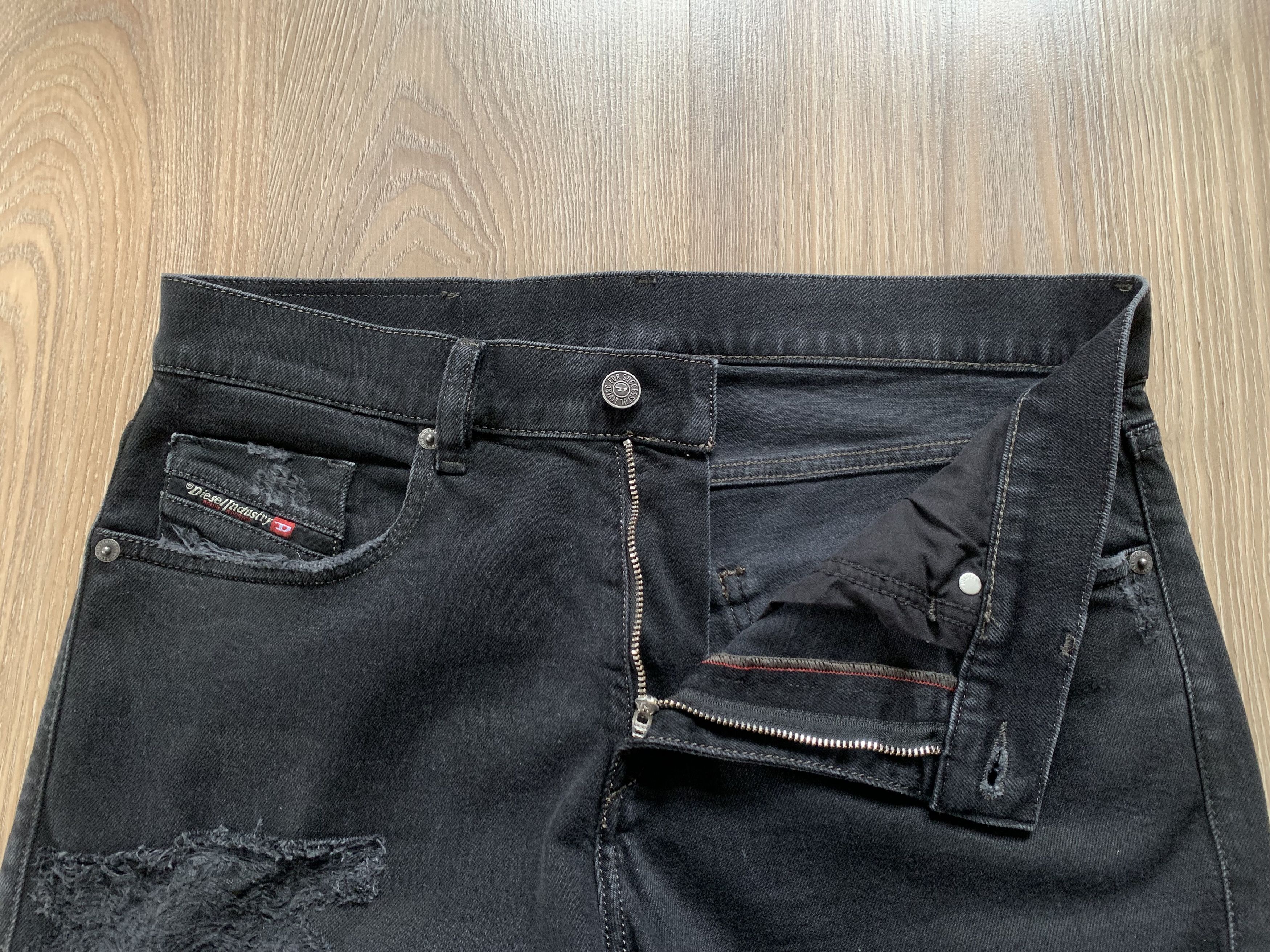 Diesel Diesel D-Strukt Distressed Black Jeans Size US 31 - 5 Thumbnail