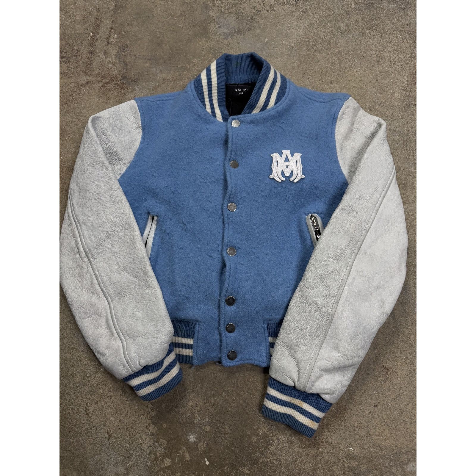 Amiri Amiri Varsity Jacket Baby Blue White Used Large (Fits Small) Size S / US 4 / IT 40 - 1 Thumbnail