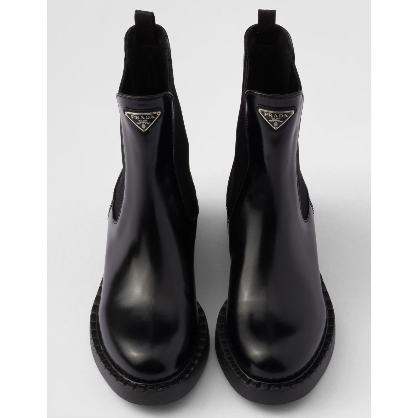 Prada Prada Chocolate Brushed Leather Black Pull On Chelsea Size US 8.5 / IT 38.5 - 11 Thumbnail
