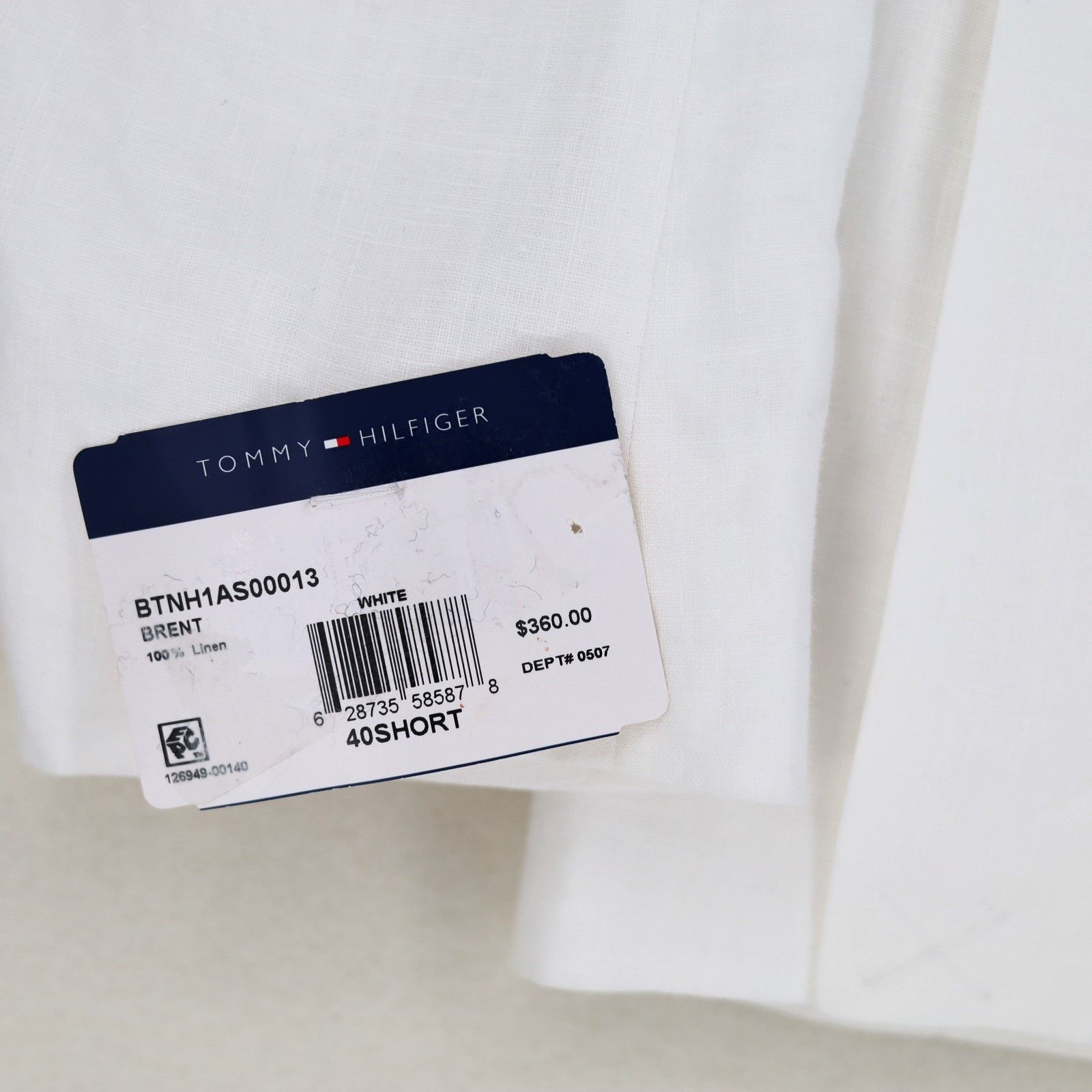 Tommy Hilfiger Tommy Hilfiger Men's White Linen Modern Suit Jacket Size 40S Size 40S - 8 Thumbnail