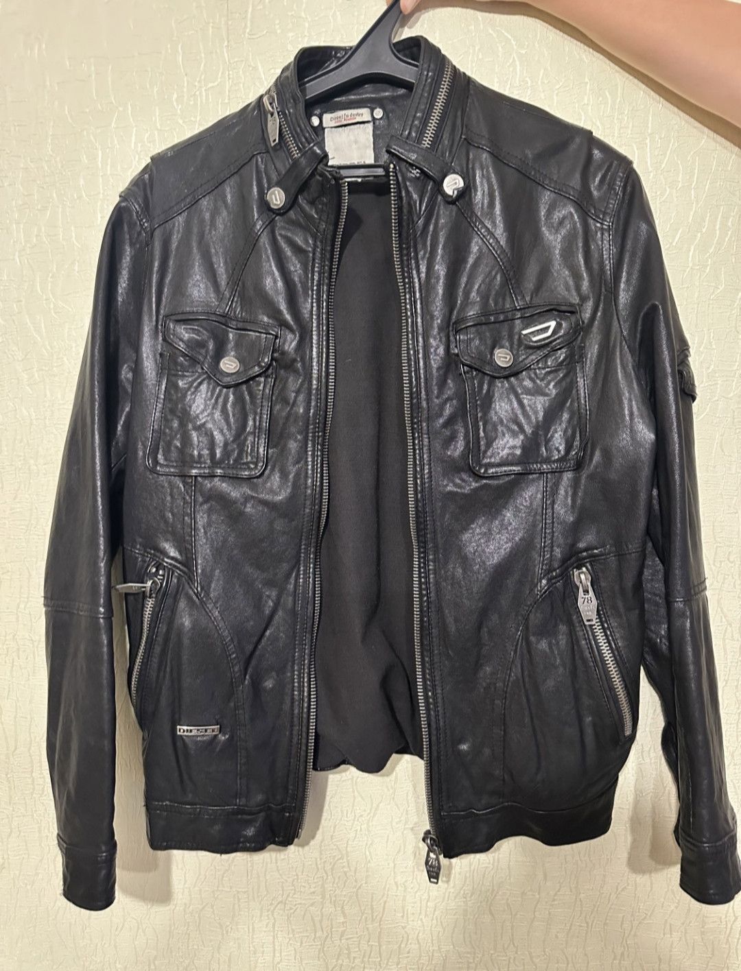 image of Vintage Diesel Industry Leather Jacket in Black, Men's (Size Small)