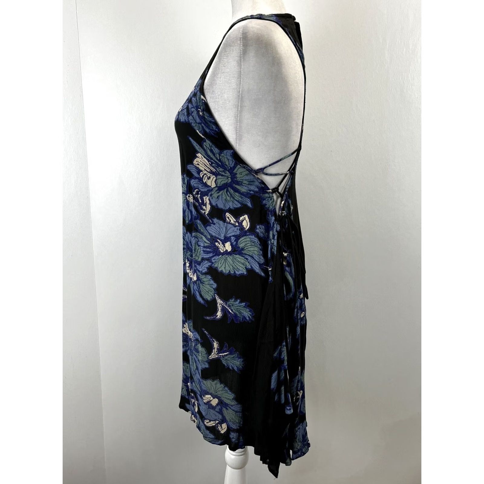 Free People Free People Dress Womens S Sleeveless Boho Festival Floral Side Ties Black Short Midi? (Original: Mini) Size S / US 4 / IT 40 - 2 Thumbnail