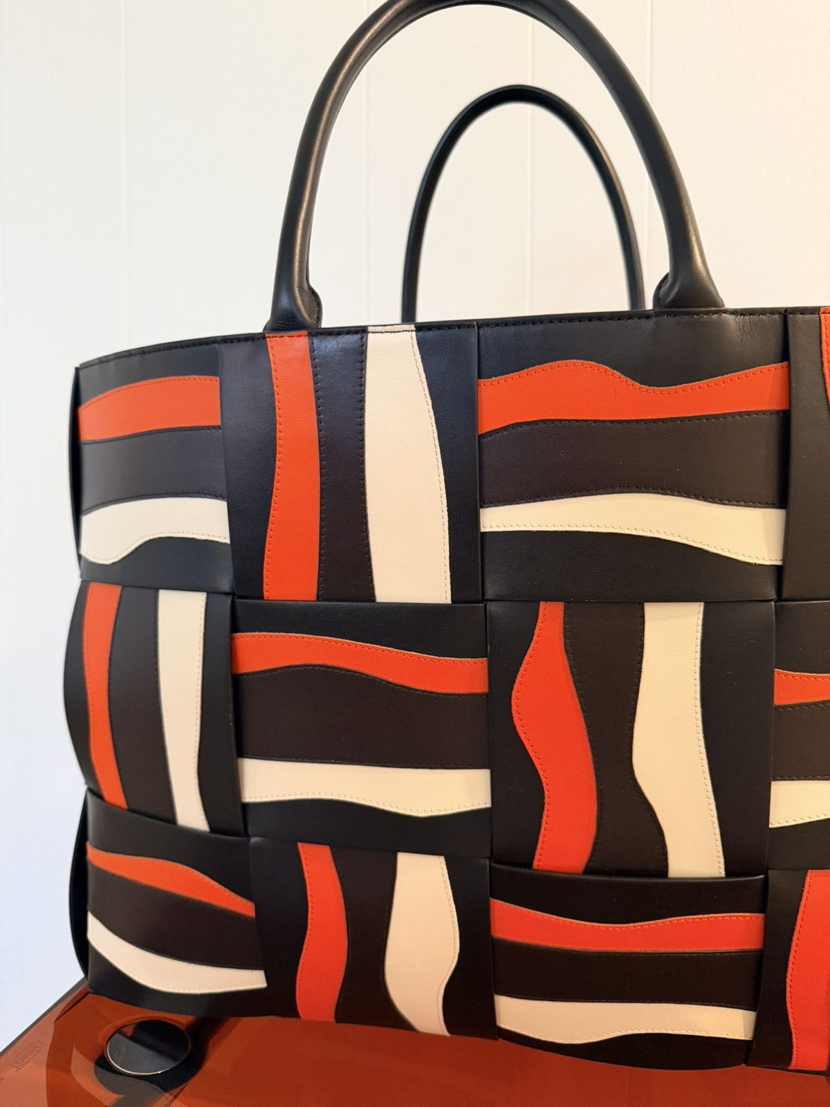 Bottega Veneta BOTTEGA VENETA Large Men's Arco Tote — Red/Brown Zebra Print Size ONE SIZE - 16 Thumbnail