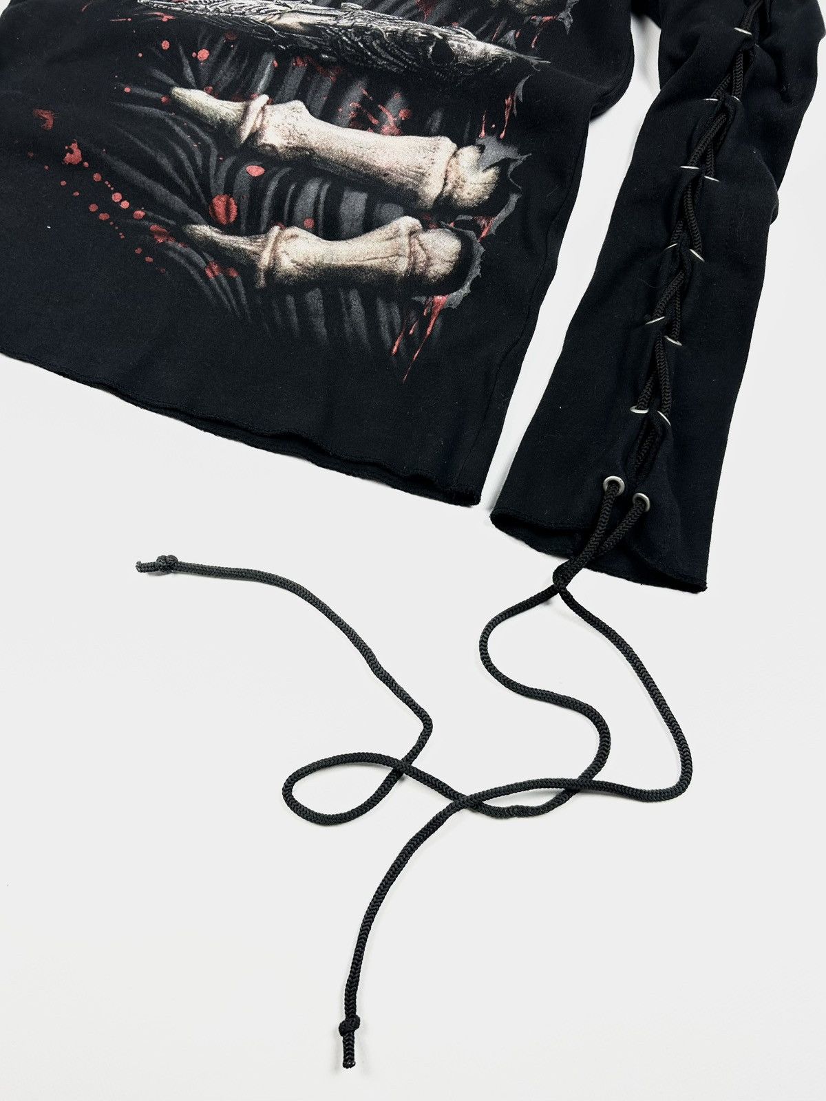 Japanese Brand Spiral Gothic Lace-Up Long Sleeve Shirt Skeleton Y2K Top Size M / US 6-8 / IT 42-44 - 5 Thumbnail