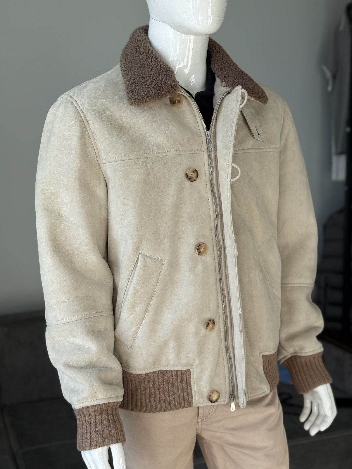 Brunello Cucinelli RRP $10500 Brunello Cucunelli suede sheepskin coat Jacket Size US XL / EU 56 / 4 - 5 Thumbnail