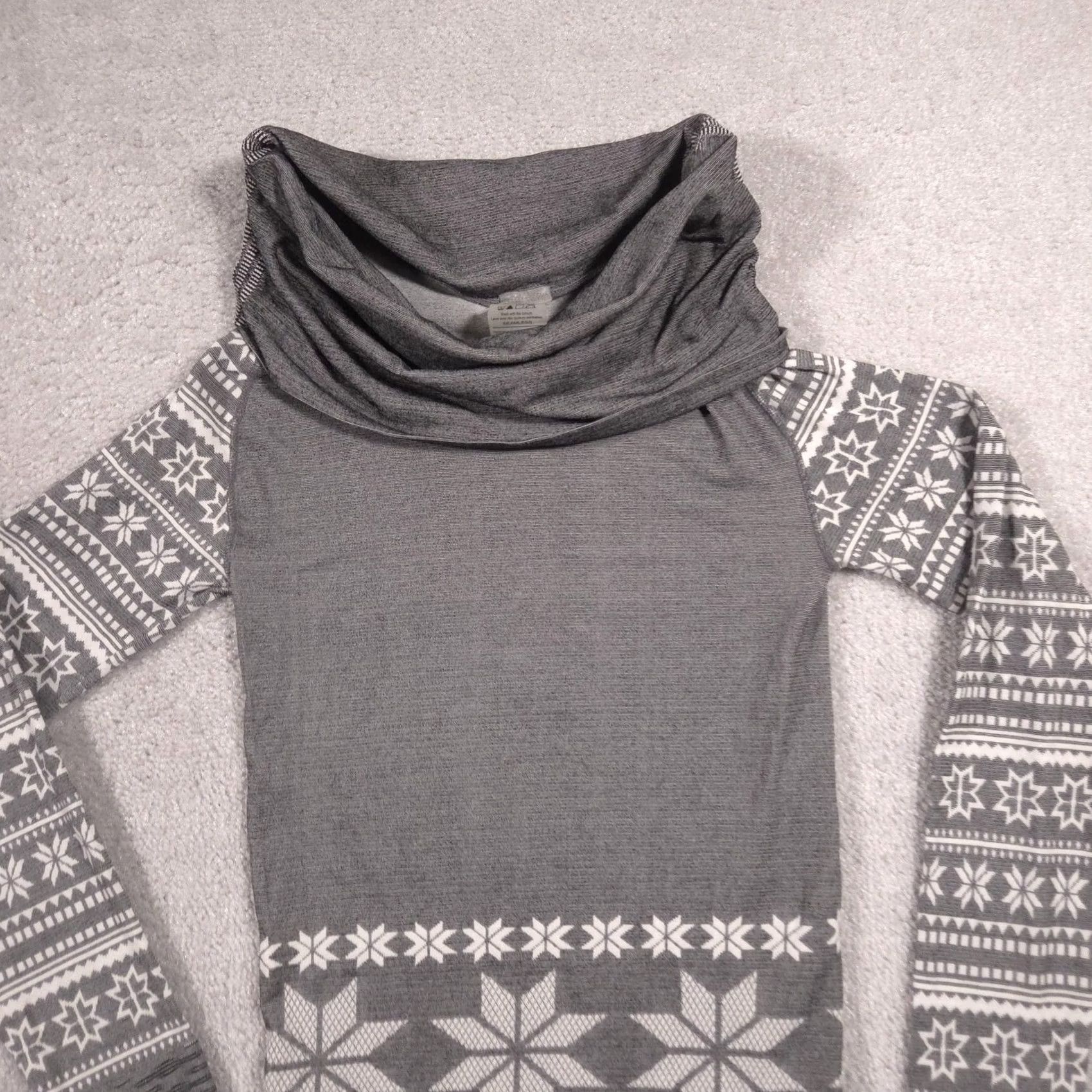 Vintage VINTAGE? Climawear Shirt Womens S Gray Fair Isle Cowl Neck Seamless Thermal Top Size S / US 4 / IT 40 - 3 Thumbnail