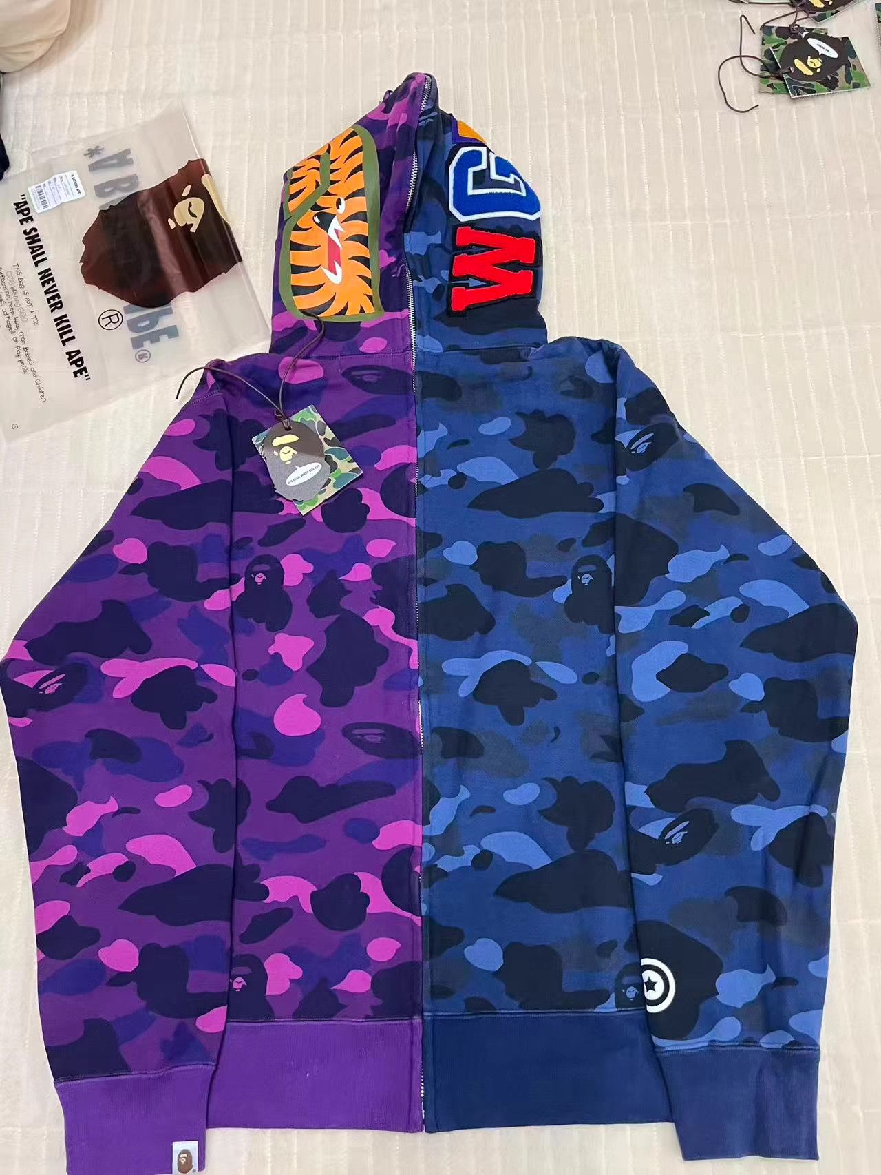 Bape Bape Blue & Purple Camo Panel Shark Hoodie K5 Size US XL / EU 56 / 4 - 2 Thumbnail