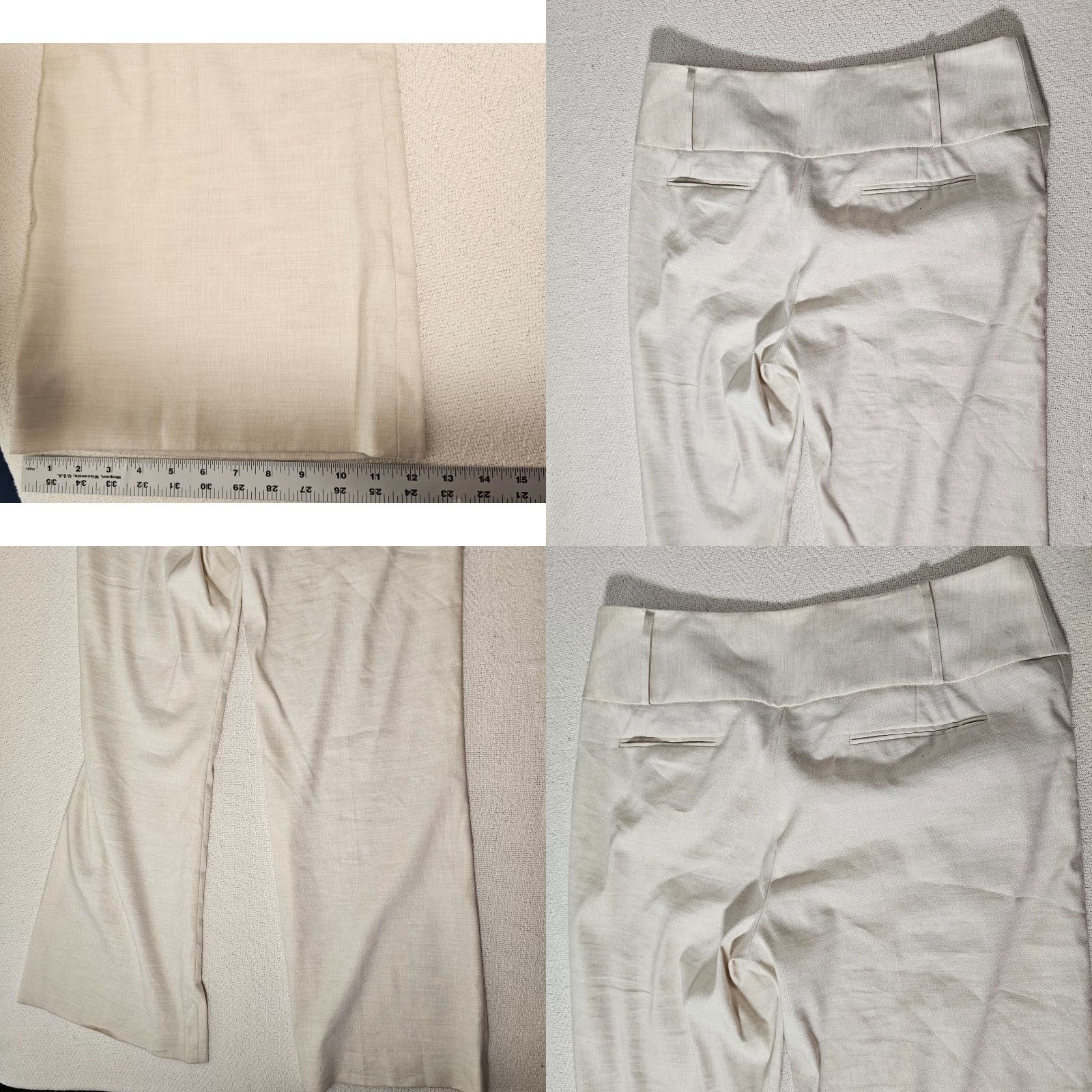 Vintage Antonio Melani Women’s Pants Linen Blend Beige 14 Regular High Rise Twill Flat Front Pockets Dress Workwear Casual Formal Trousers Size 36" / US 14 / IT 50 - 8 Thumbnail