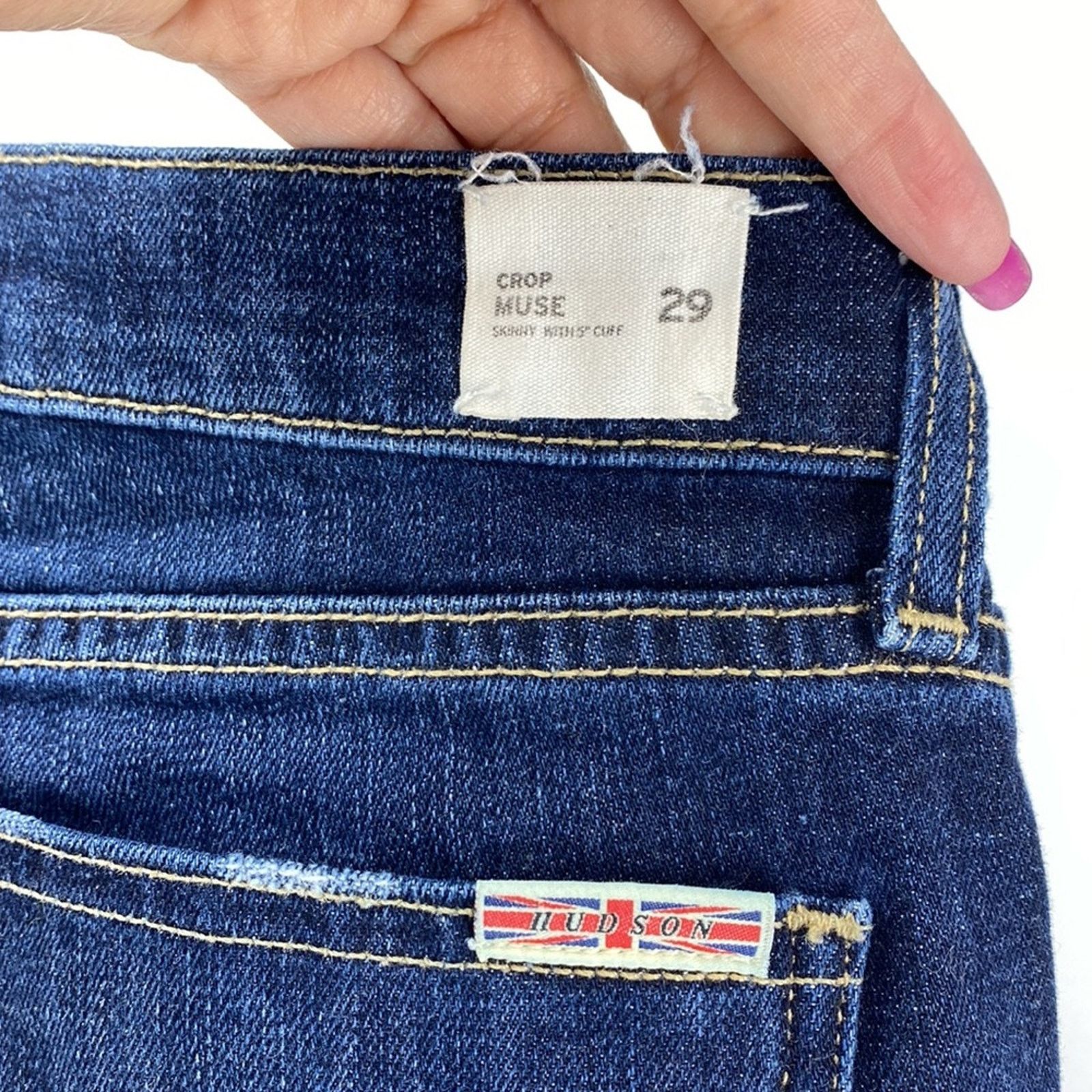 Hudson Hudson crop muse skinny with 5” cuff dark wash low rise Size 29" - 8 Thumbnail