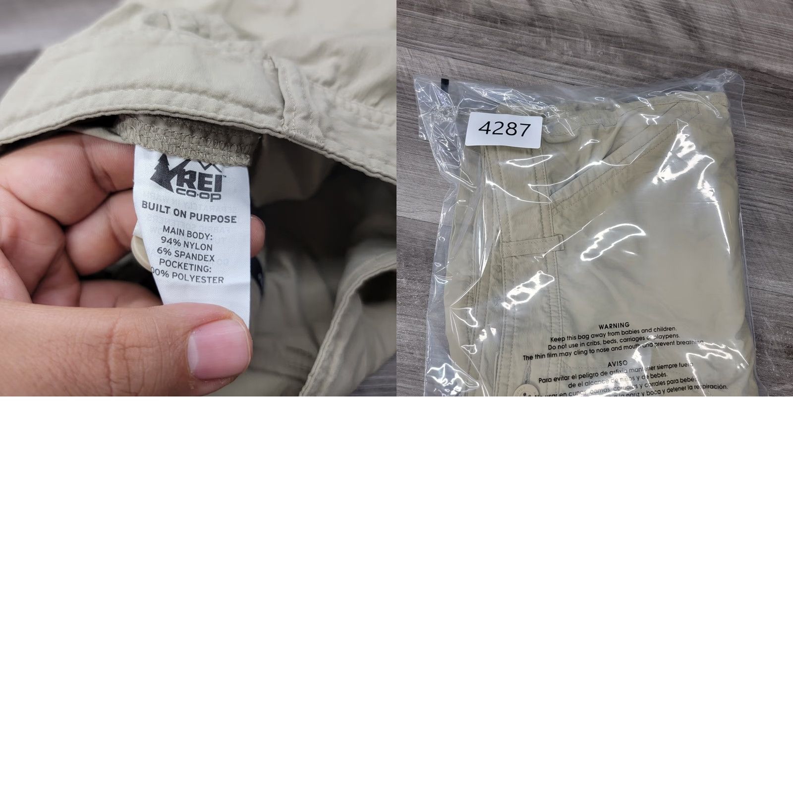 Vintage REI Co Op shorts Womens 14 Convertible Zip Off Cargo Hiking Outdoor Tan Pants Size 36" / US 14 / IT 50 - 9 Thumbnail