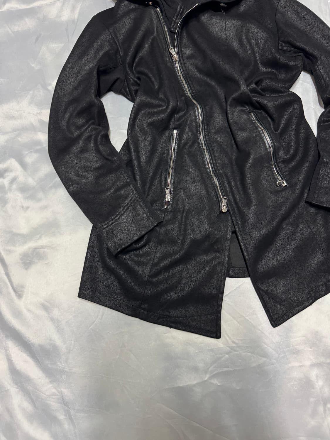 Tornado Mart Rare Johnny Wolf Asymmetrical Wax Zipper Hoodie Size US M / EU 48-50 / 2 - 3 Thumbnail