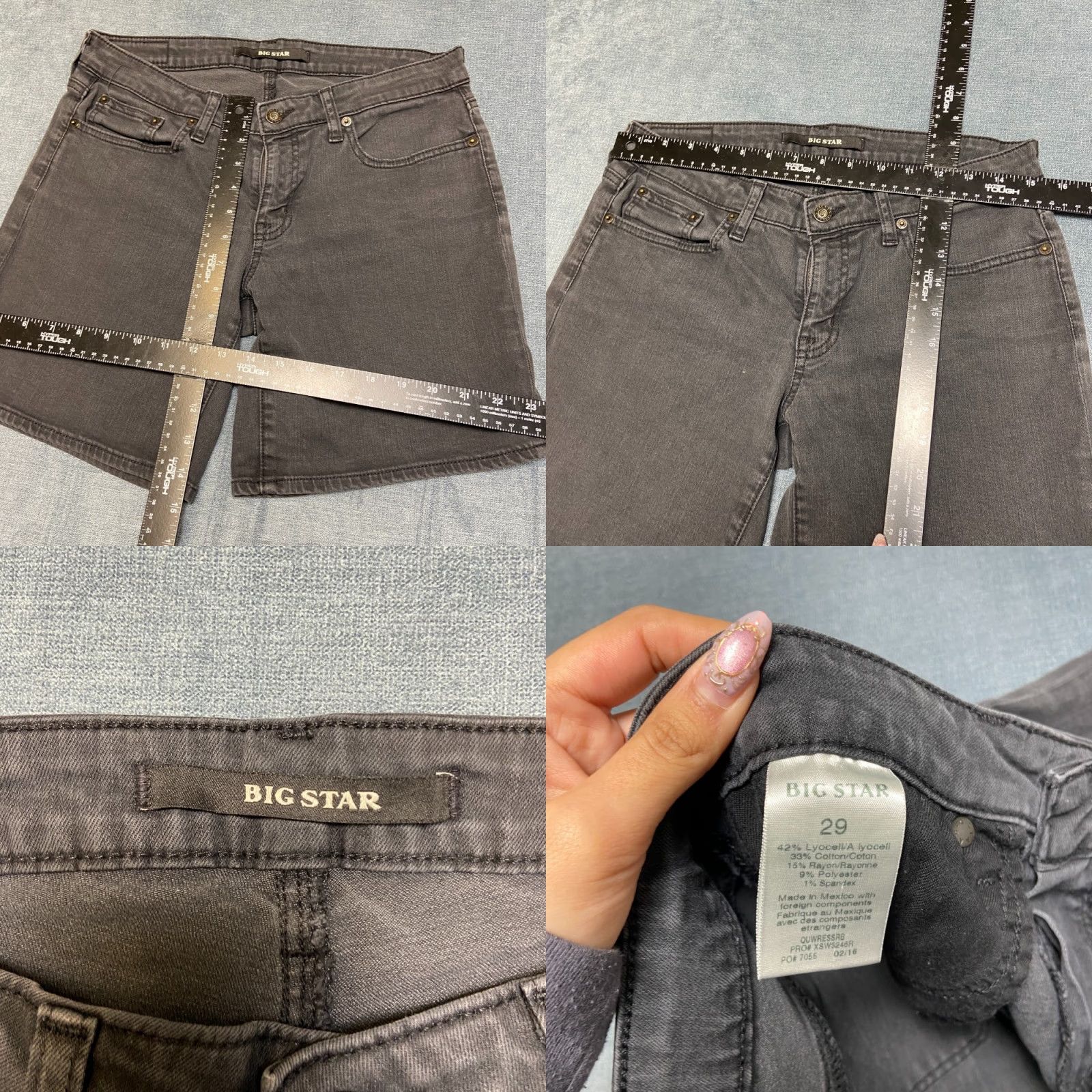 Vintage Big Star Shorts Womens 29 Black Cotton Stretch Dark Wash Streetwear Outdoor Bermuda Casual Travel 5-Pocket Womens Size 29" - 8 Thumbnail