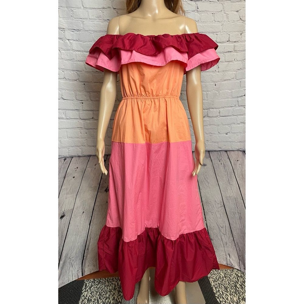 English Factory NWT New English Factory Colorblock Tiered Off The Shoulder Size S / US 4 / IT 40 - 2 Thumbnail