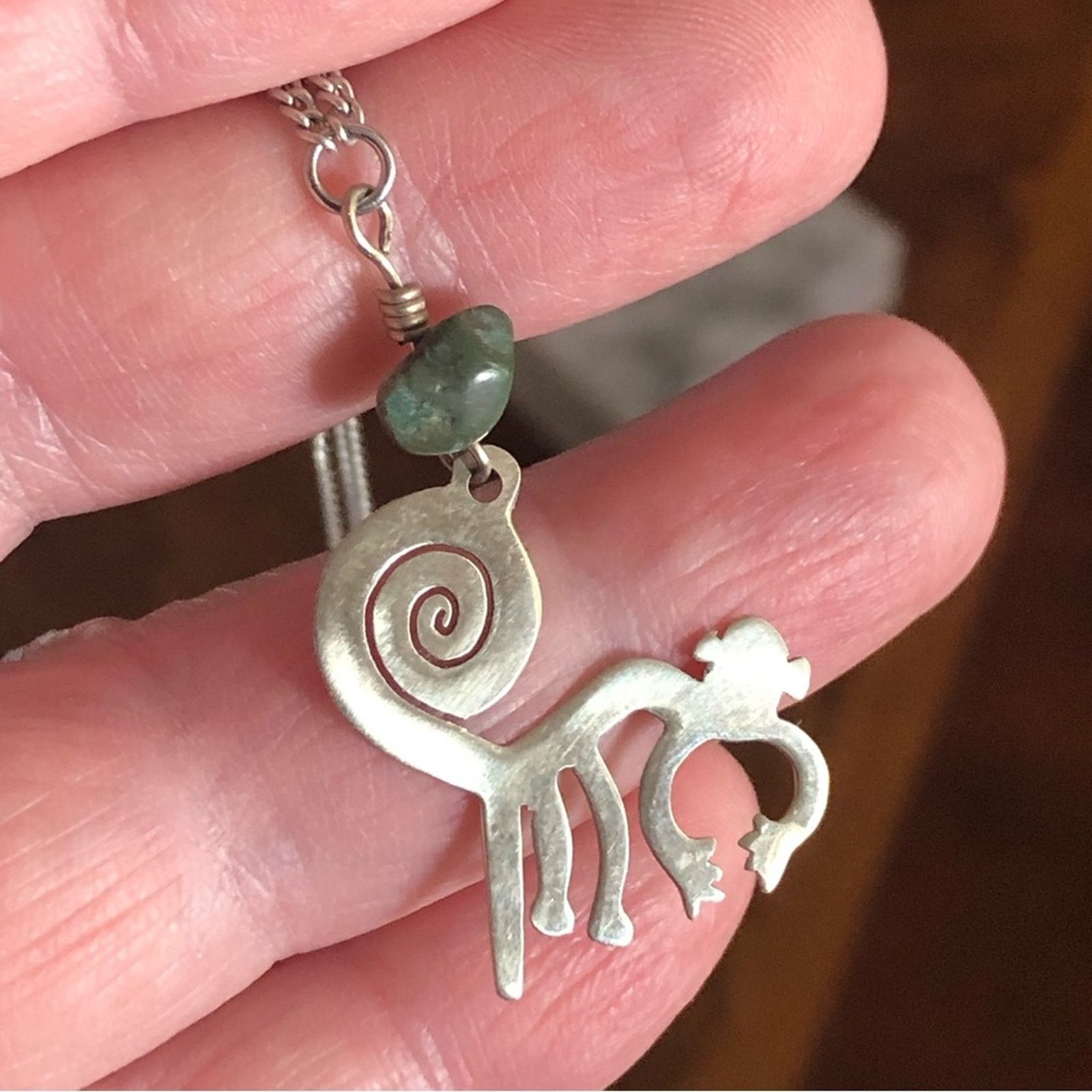 Handmade Hand crafted sterling monkey green jasper necklace Size ONE SIZE - 3 Thumbnail