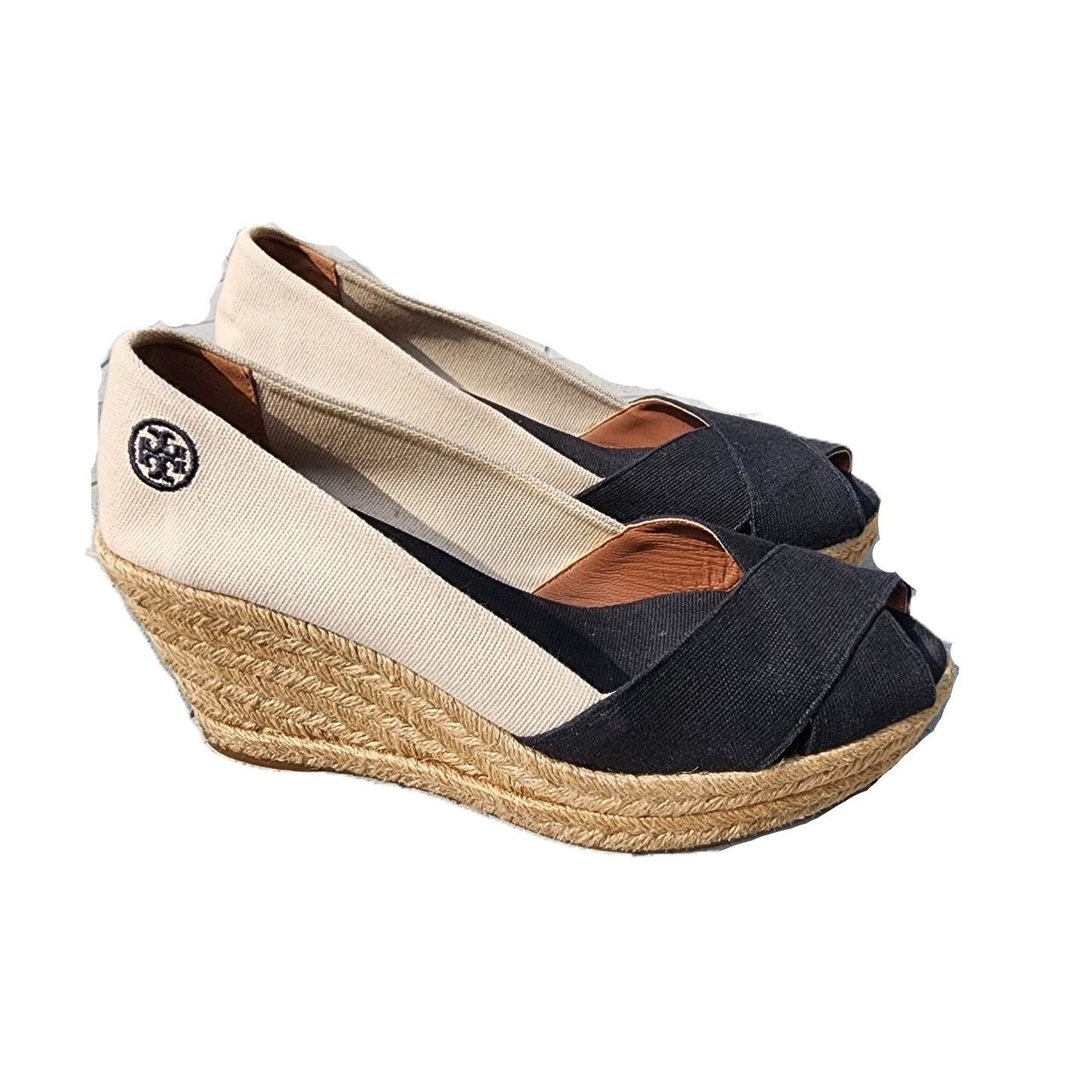 Tory Burch Tory Burch Filipa Canvas Peep Toe Espadrille Wedges 9 Size US 9 / IT 39 - 2 Thumbnail