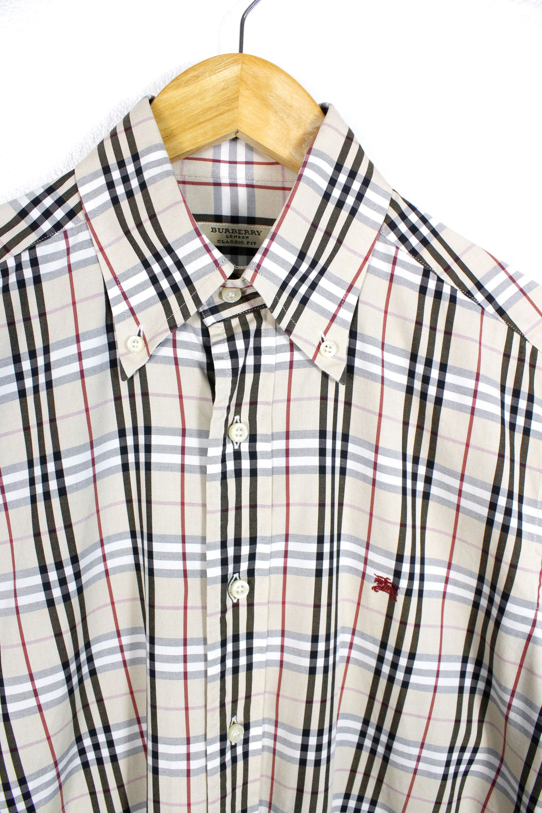 Burberry Burberry Nova Check Beige Logo Classic Oxford Shirt 39 size Size US L / EU 52-54 / 3 - 2 Thumbnail