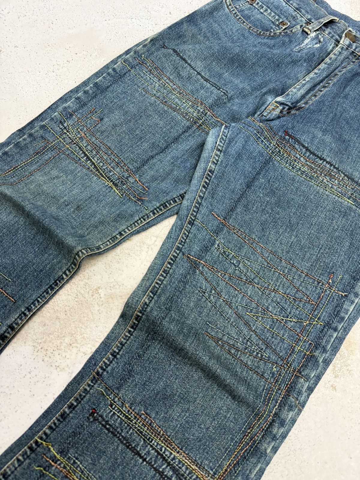 Hysteric Glamour HYSTERIC GLAMOUR Flare Heavy Stitch Boro Denim Jeans Size US 30 / EU 46 - 6 Thumbnail