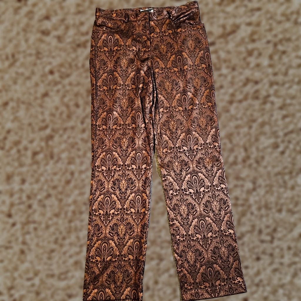 Joseph Ribkoff Joseph Ribkoff Pants Womens 14 Brown Black Damask Straight Leg Dress Pants Career Size 36" / US 14 / IT 50 - 1 Thumbnail