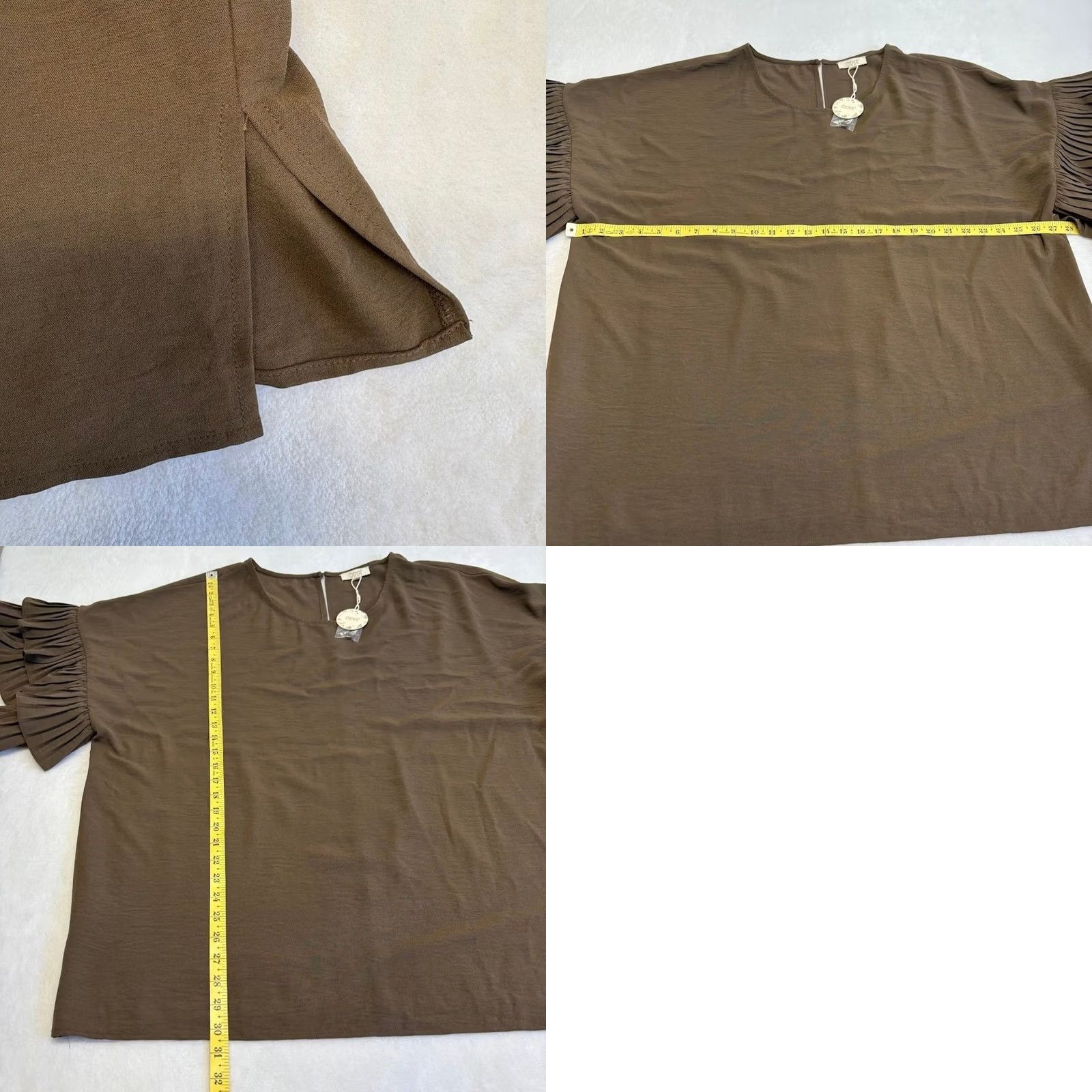 Vintage Oddi Cap Womens 3XL Brown Tiered Ruffle Sleeve Blouse Keyhole Back NWT Women Size Size XXL / US 16-18 / IT 52-54 - 8 Thumbnail